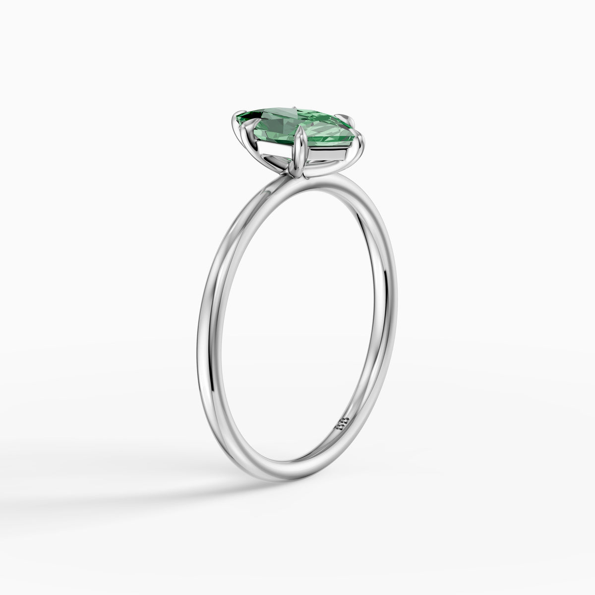 Adair Dutch Marquise Green Lab Grown Diamond 6 Prong Solitaire Engagement Ring