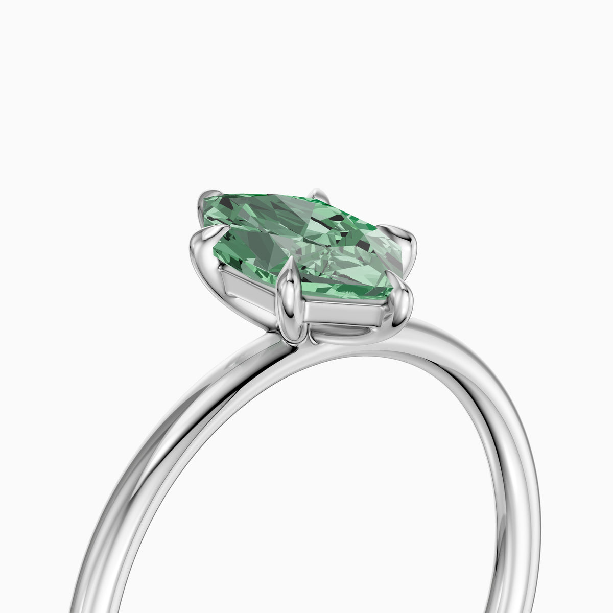Adair Dutch Marquise Green Lab Grown Diamond 6 Prong Solitaire Engagement Ring