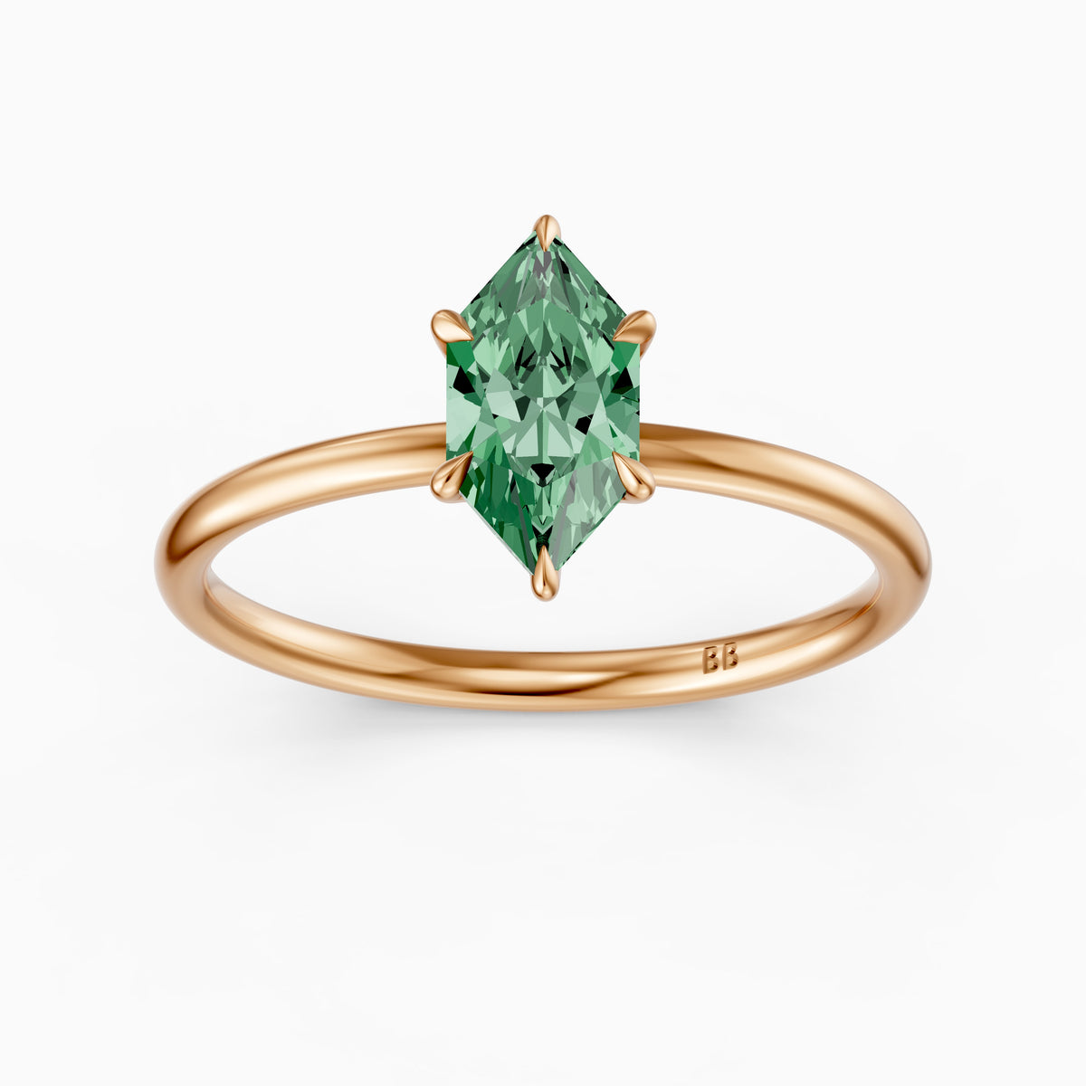 Adair Dutch Marquise Green Lab Grown Diamond 6 Prong Solitaire Engagement Ring
