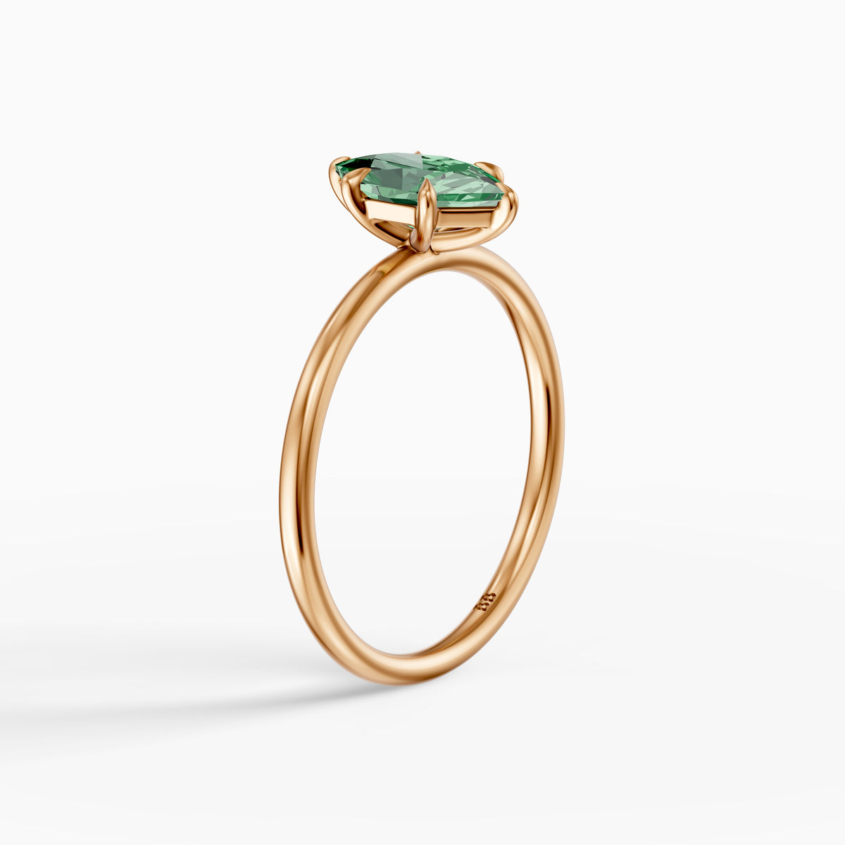 Adair Dutch Marquise Green Lab Grown Diamond 6 Prong Solitaire Engagement Ring