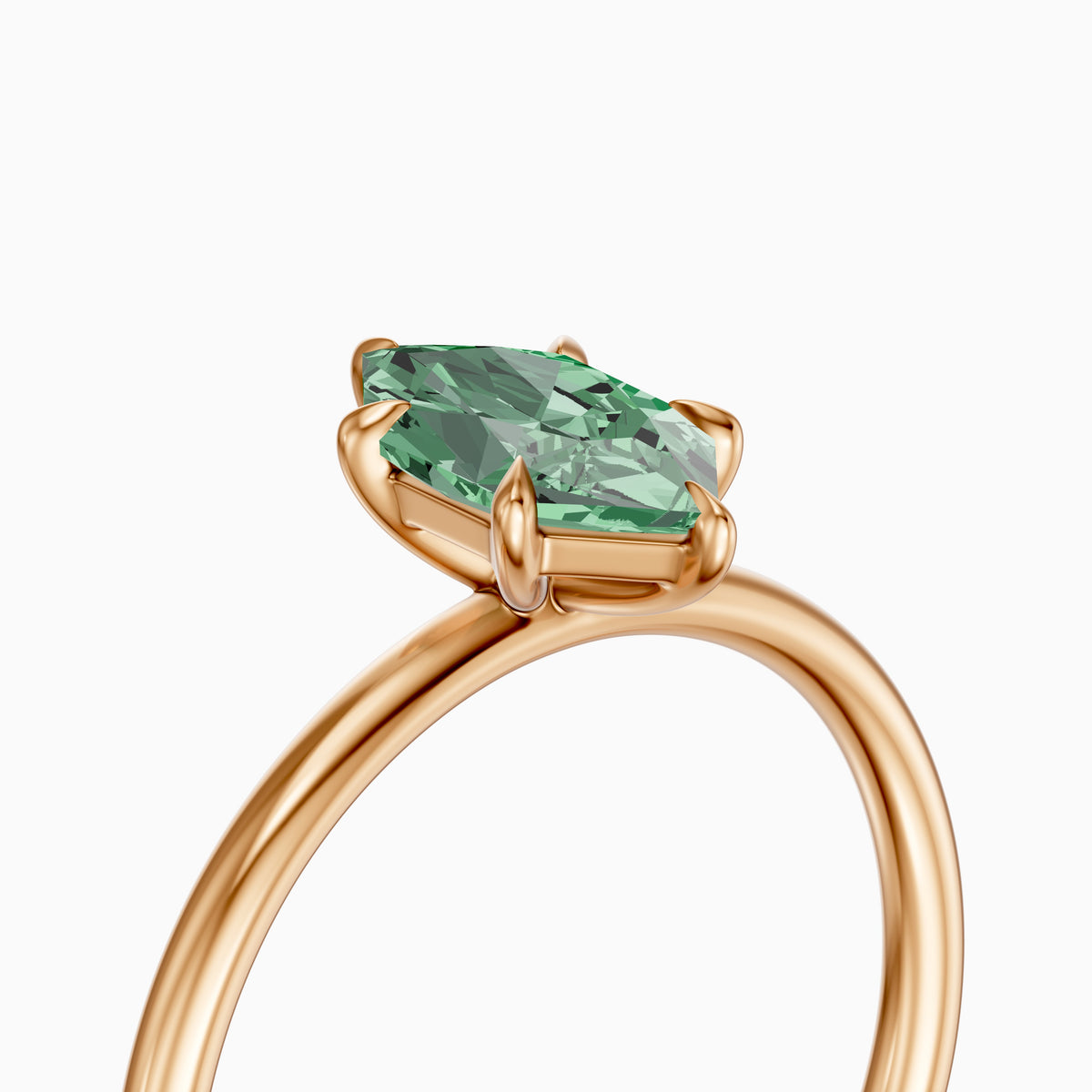 Adair Dutch Marquise Green Lab Grown Diamond 6 Prong Solitaire Engagement Ring