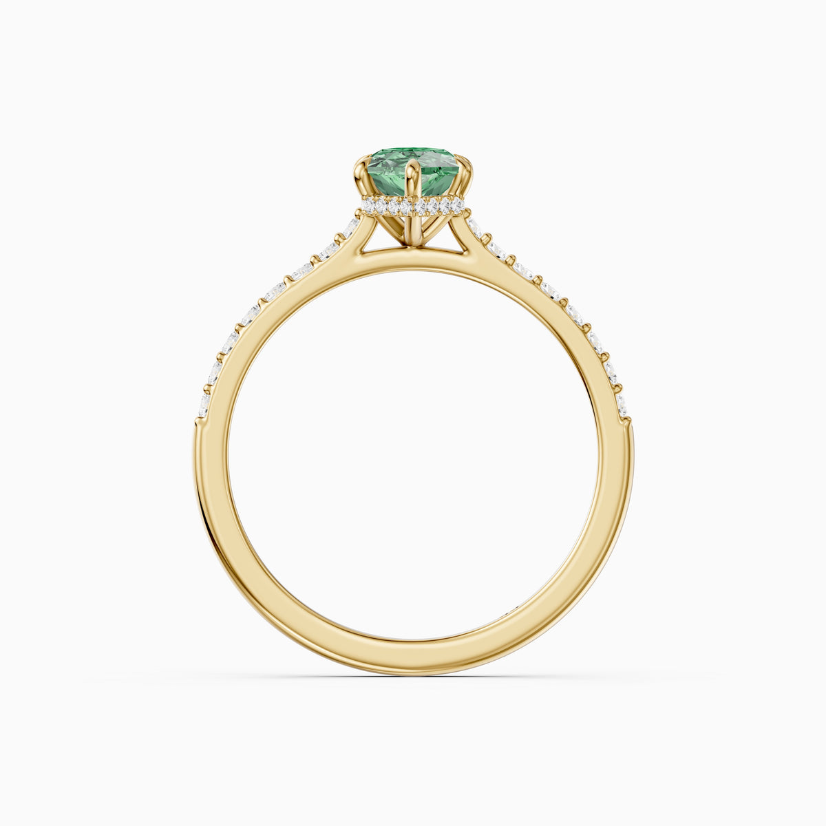 Andrea Dutch Marquise Green Lab Grown Diamond Hidden Halo French Pave Engagement Ring