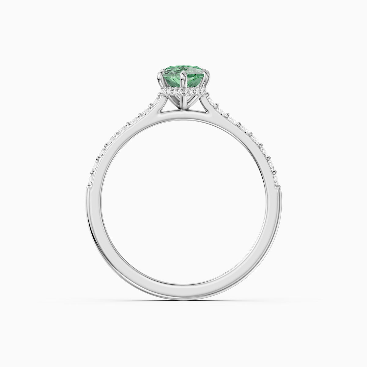 Andrea Dutch Marquise Green Lab Grown Diamond Hidden Halo French Pave Engagement Ring