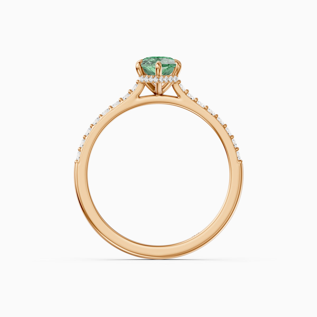 Andrea Dutch Marquise Green Lab Grown Diamond Hidden Halo French Pave Engagement Ring