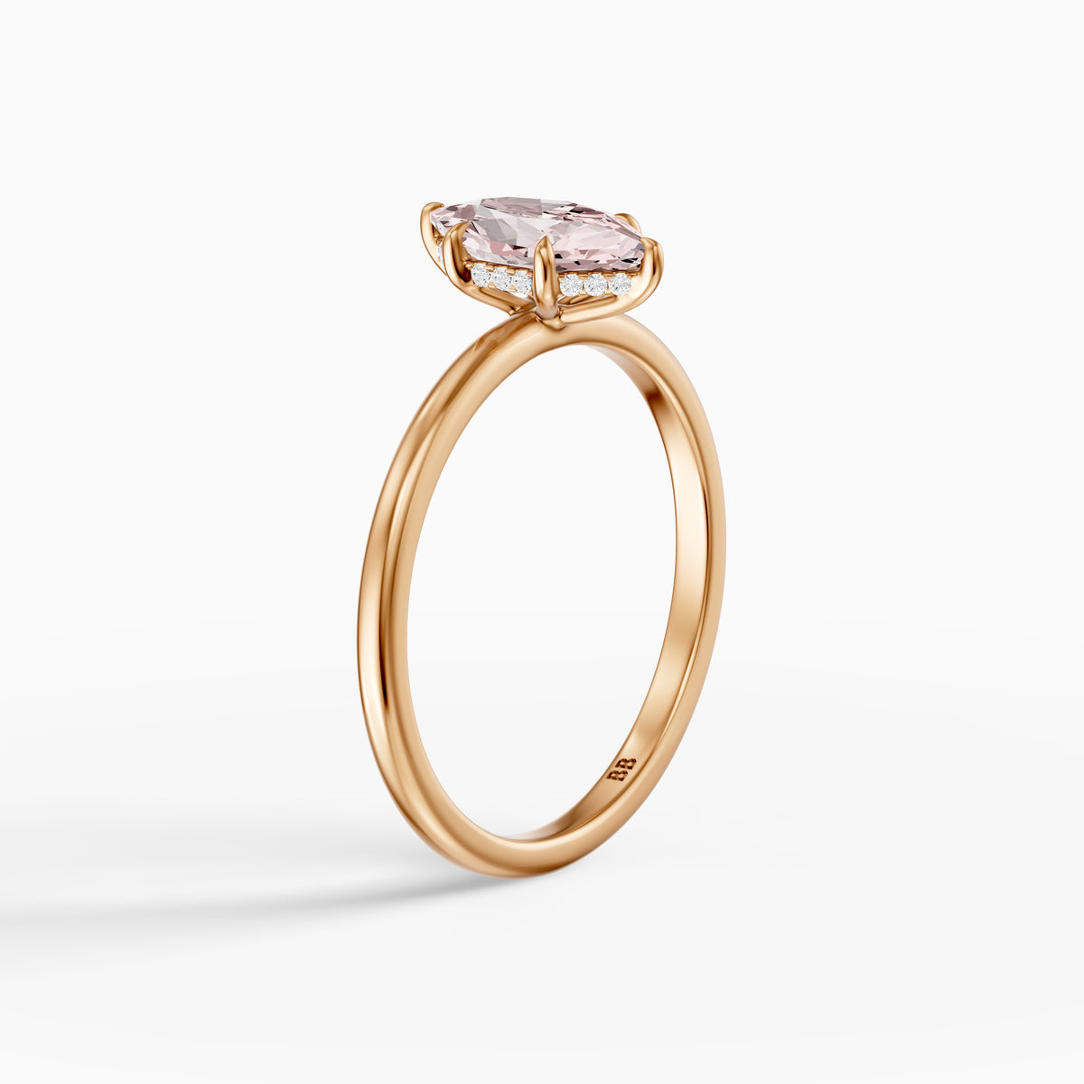 Ciara Pink Dutch Marquise Lab Grown Diamond Ring with Hidden Halo Setting