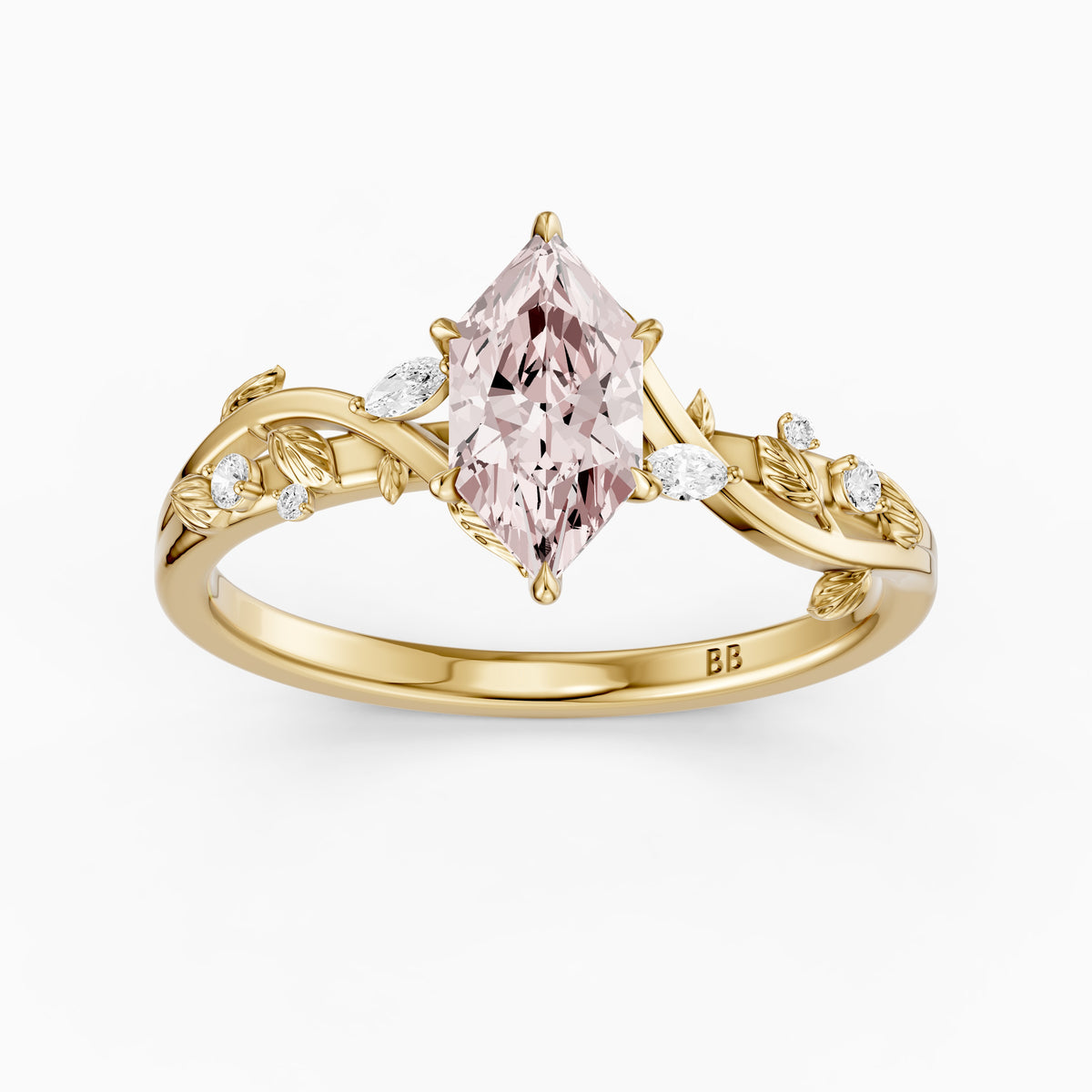 Winslow Pink Dutch Marquise Lab Grown Diamond Ring with Nature Inspired Band