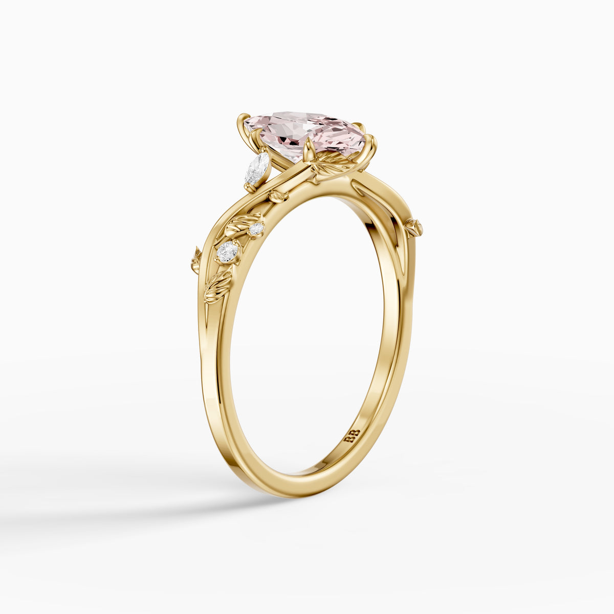Winslow Pink Dutch Marquise Lab Grown Diamond Ring with Nature Inspired Band