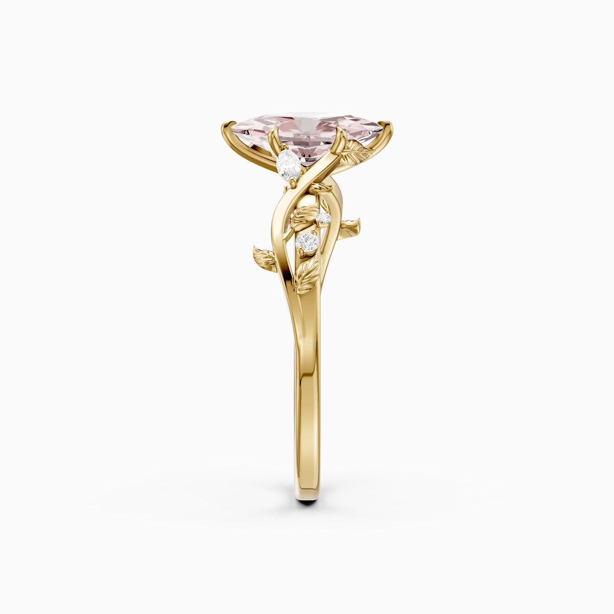 Winslow Pink Dutch Marquise Lab Grown Diamond Ring with Nature Inspired Band