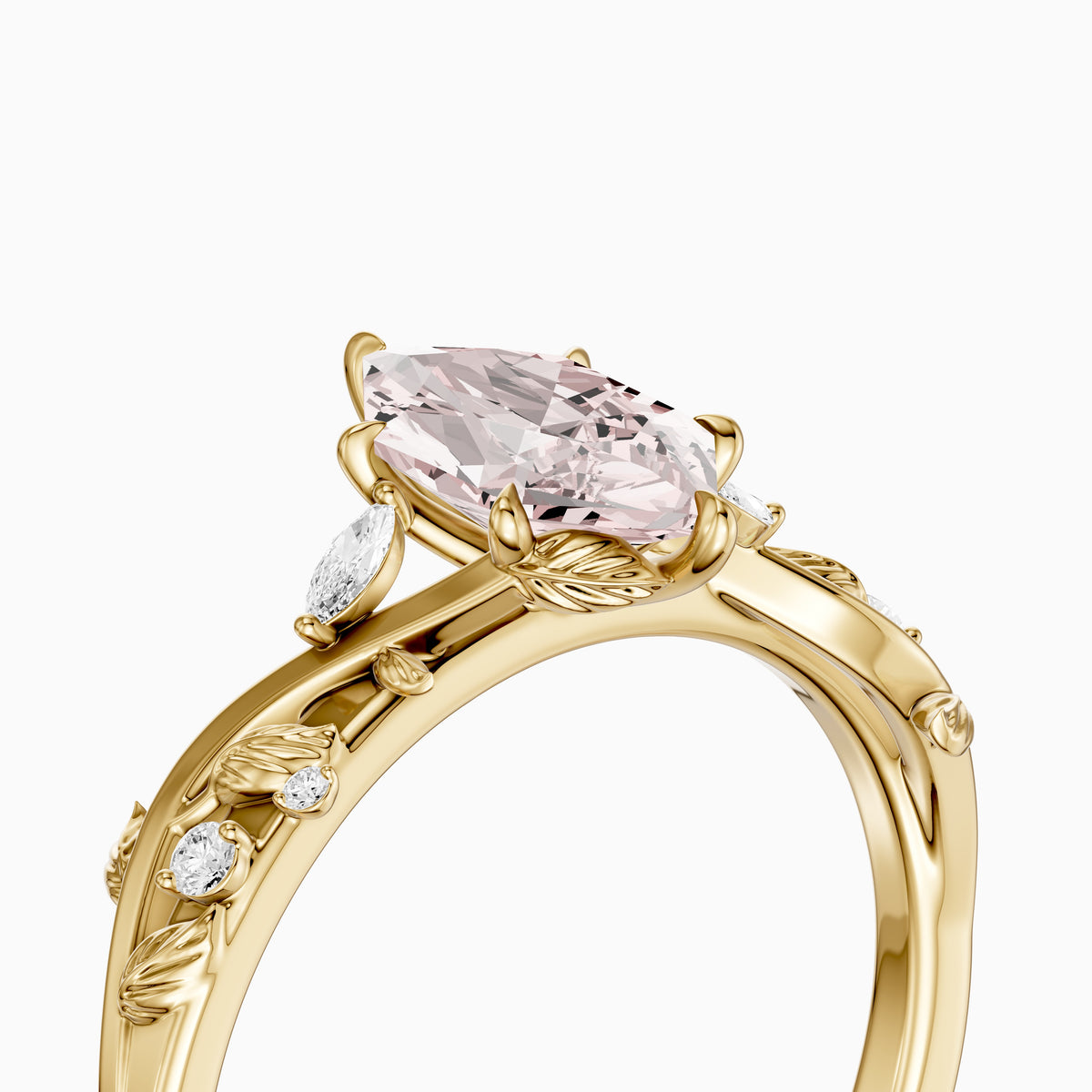 Winslow Pink Dutch Marquise Lab Grown Diamond Ring with Nature Inspired Band