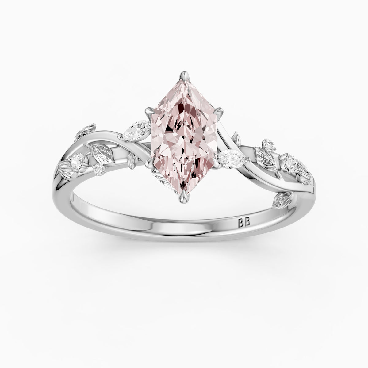 Winslow Pink Dutch Marquise Lab Grown Diamond Ring with Nature Inspired Band