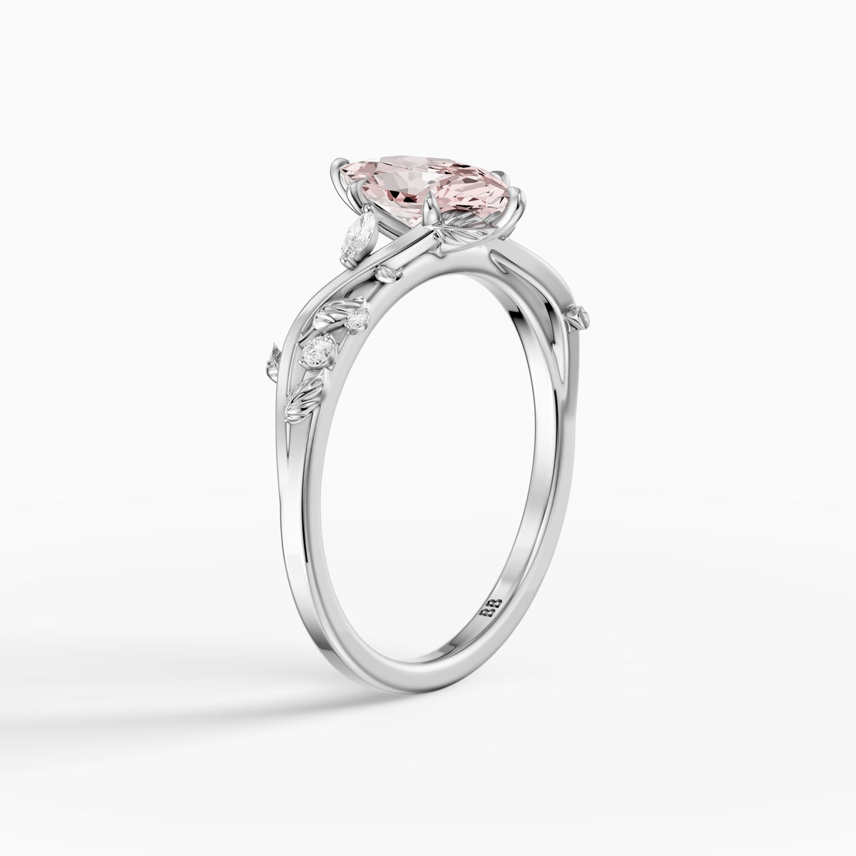 Winslow Pink Dutch Marquise Lab Grown Diamond Ring with Nature Inspired Band