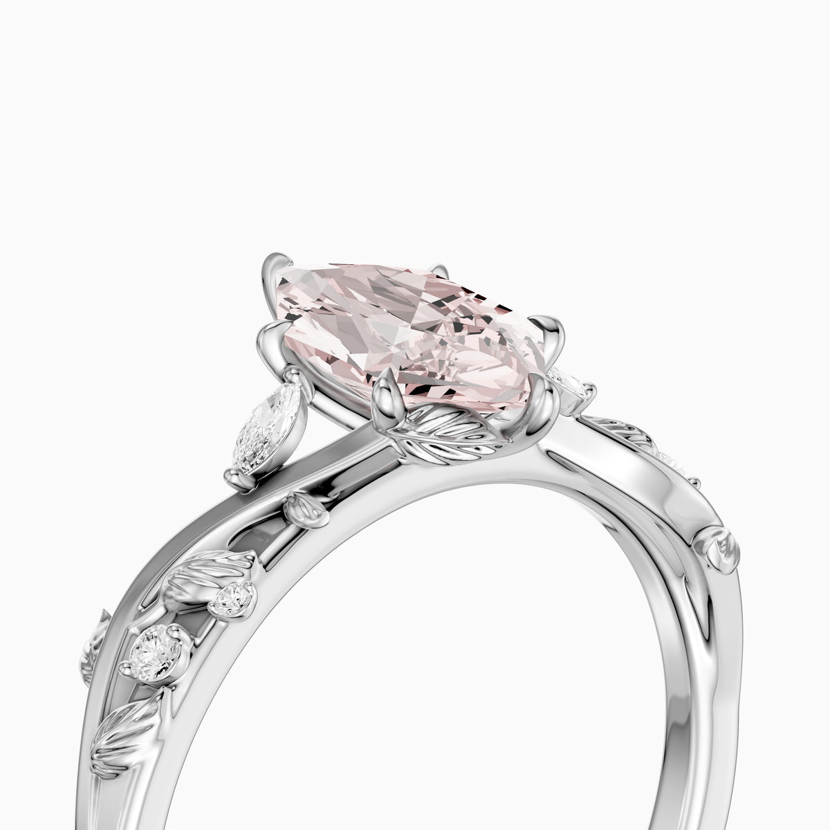 Winslow Pink Dutch Marquise Lab Grown Diamond Ring with Nature Inspired Band