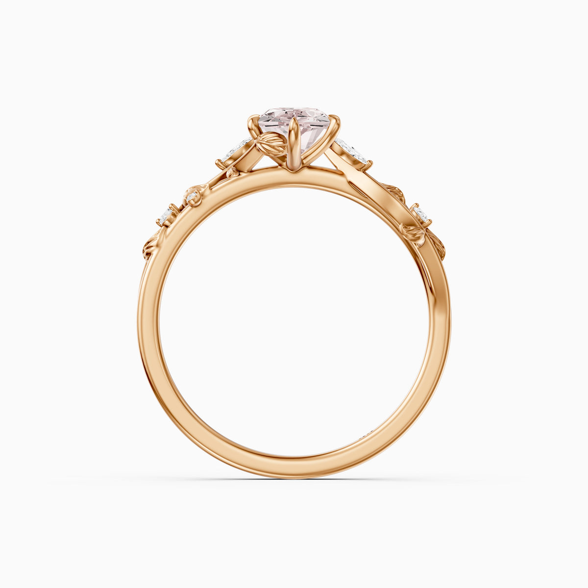 Winslow Pink Dutch Marquise Lab Grown Diamond Ring with Nature Inspired Band