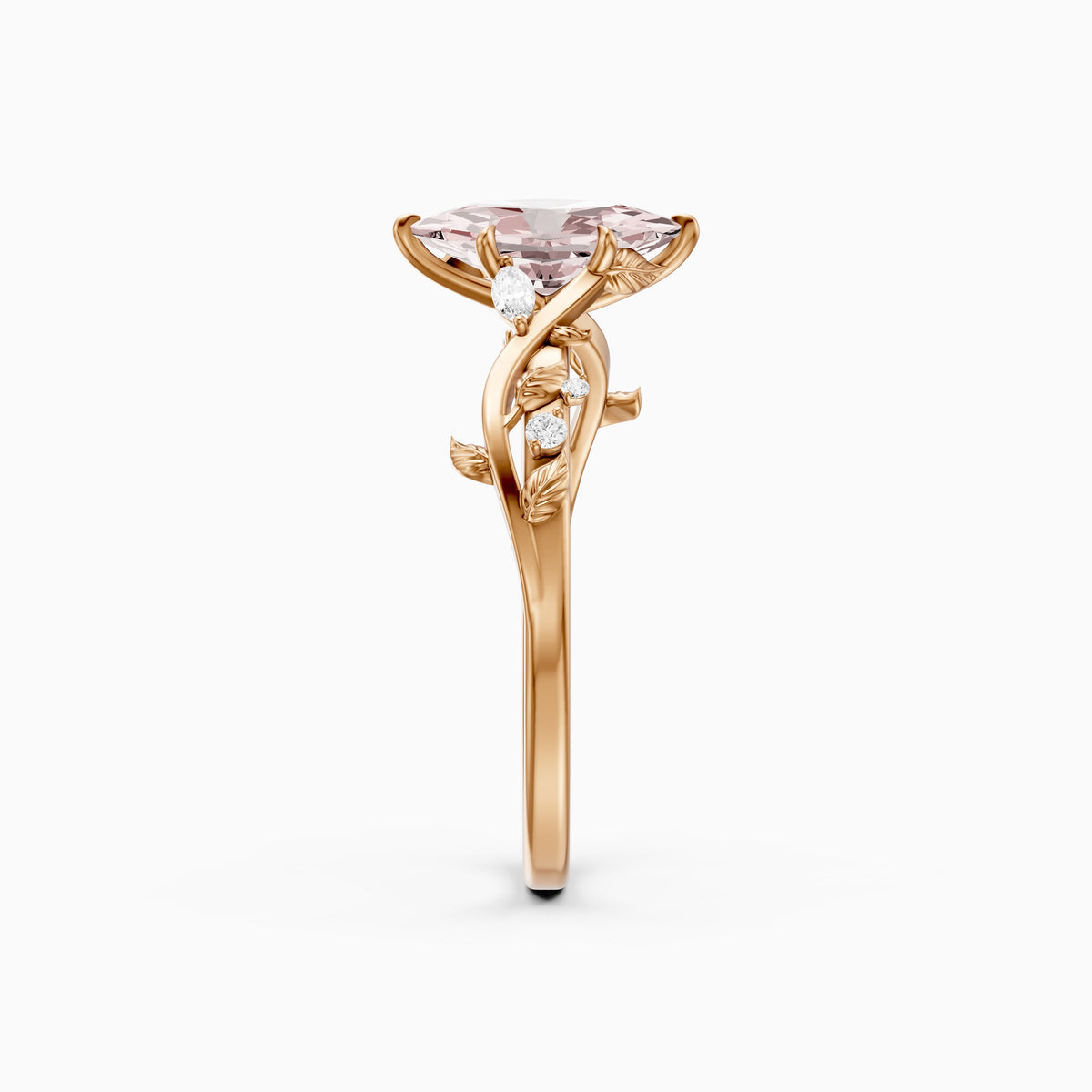 Winslow Pink Dutch Marquise Lab Grown Diamond Ring with Nature Inspired Band