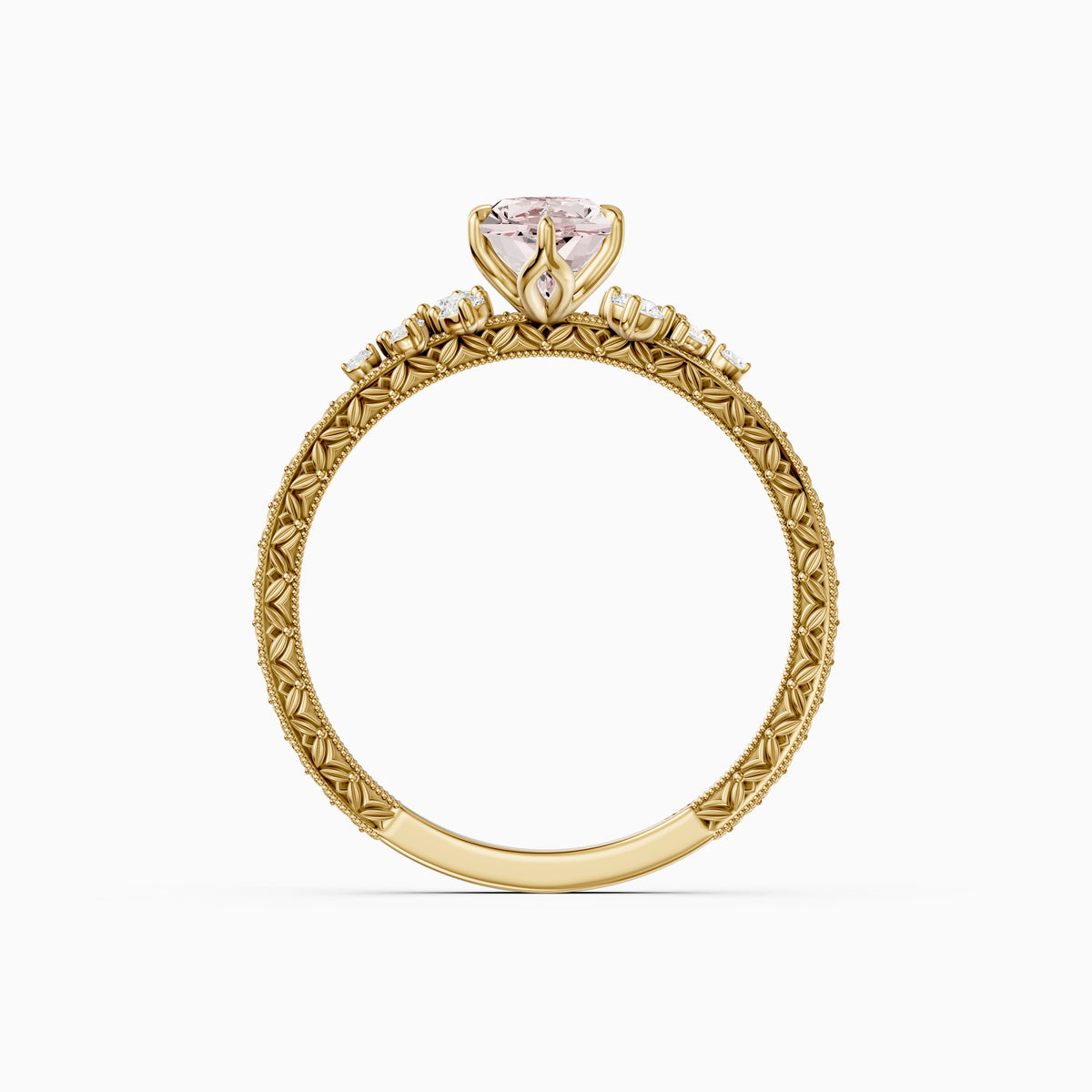 Odelia Dutch Marquise Lab Grown Diamond Vintage Ring with Milgrain Band