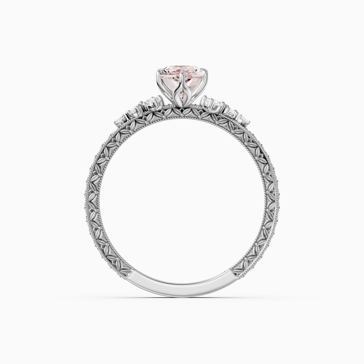 Odelia Dutch Marquise Lab Grown Diamond Vintage Ring with Milgrain Band