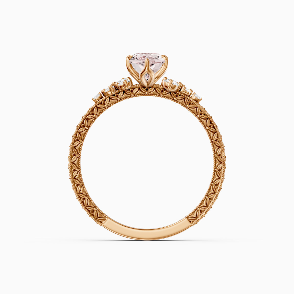 Odelia Dutch Marquise Lab Grown Diamond Vintage Ring with Milgrain Band