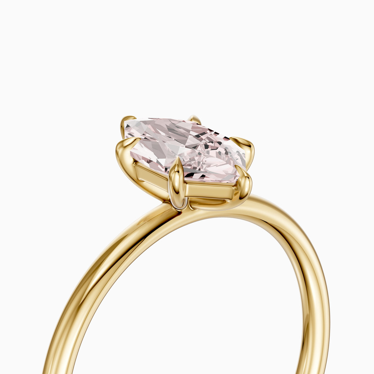 Sophie Pink Dutch Marquise Lab Grown Diamond Solitaire Ring with 6 Prongs