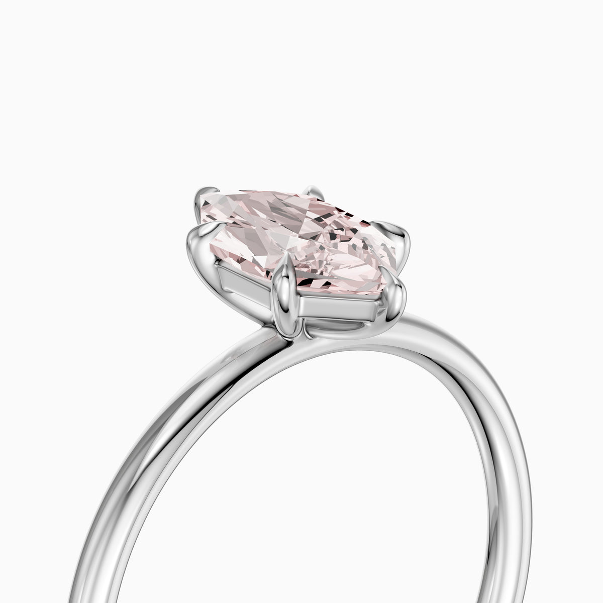 Sophie Pink Dutch Marquise Lab Grown Diamond Solitaire Ring with 6 Prongs