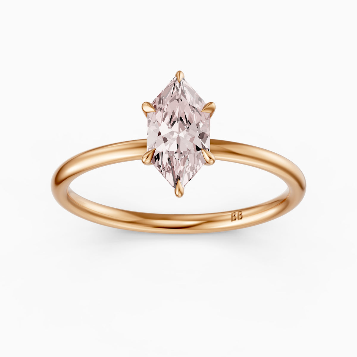 Sophie Pink Dutch Marquise Lab Grown Diamond Solitaire Ring with 6 Prongs