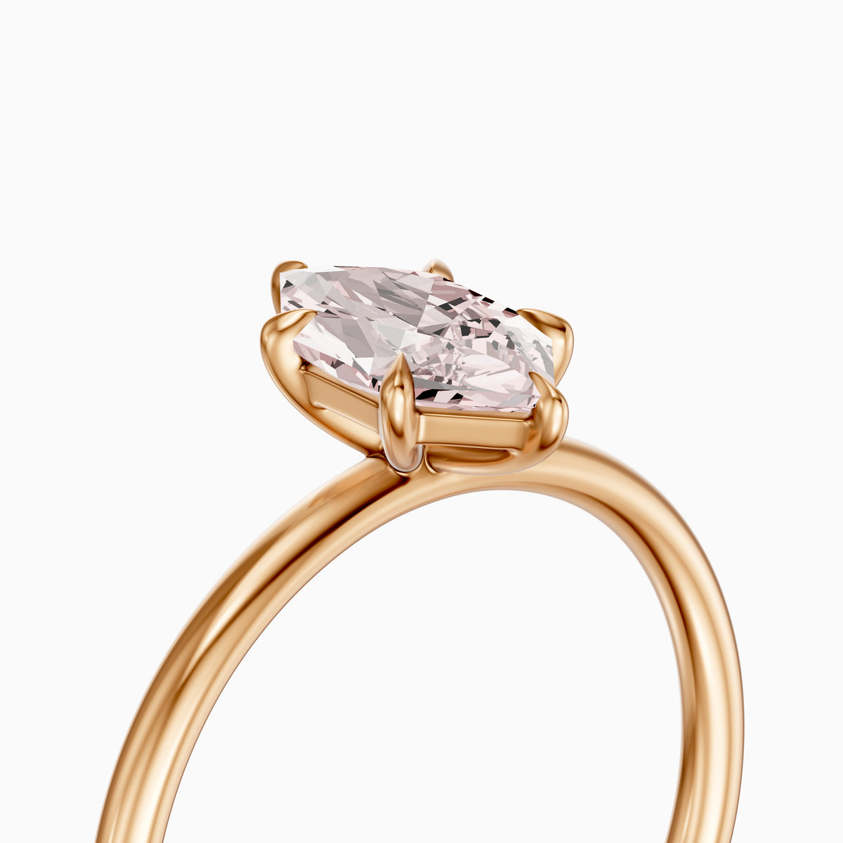 Sophie Pink Dutch Marquise Lab Grown Diamond Solitaire Ring with 6 Prongs