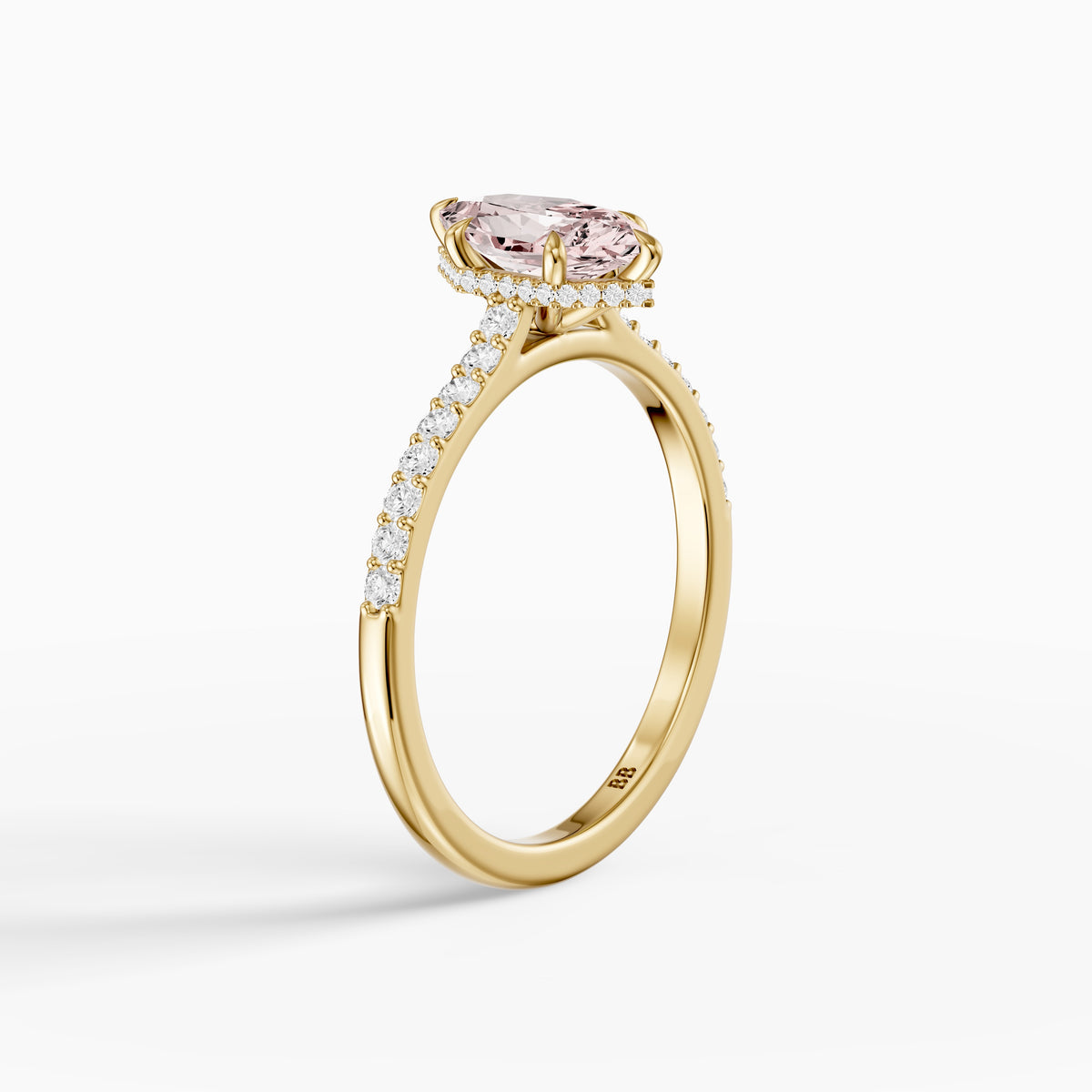 Alexa Pink Dutch Marquise Lab Grown Diamond Hidden Halo French Pave Ring