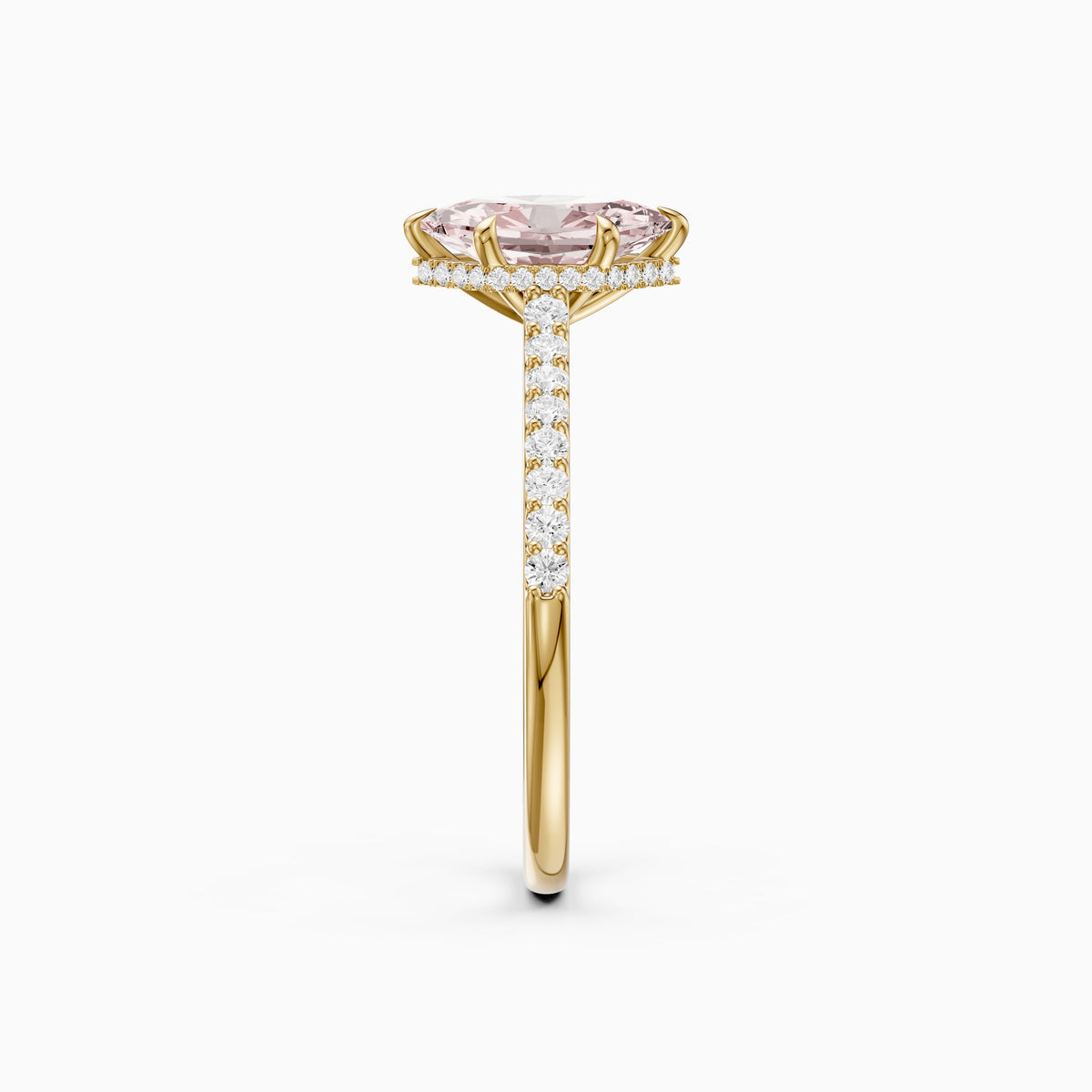 Alexa Pink Dutch Marquise Lab Grown Diamond Hidden Halo French Pave Ring