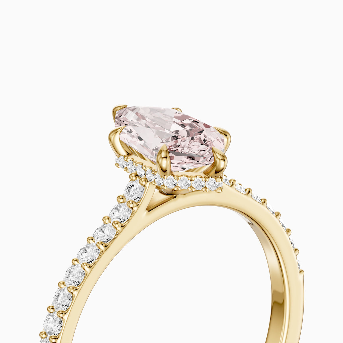 Alexa Pink Dutch Marquise Lab Grown Diamond Hidden Halo French Pave Ring