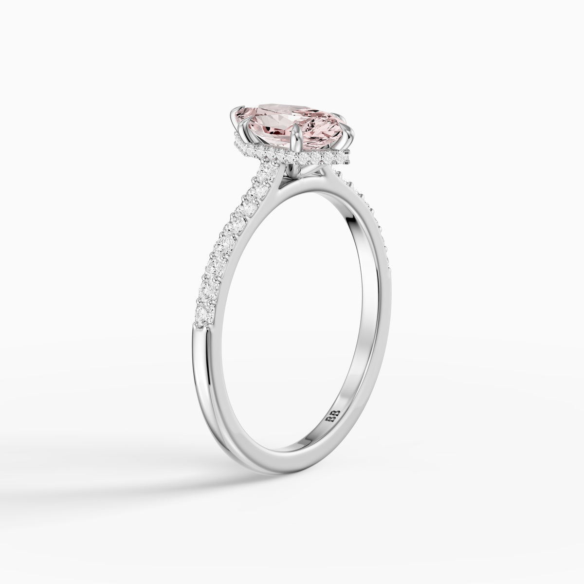 Alexa Pink Dutch Marquise Lab Grown Diamond Hidden Halo French Pave Ring