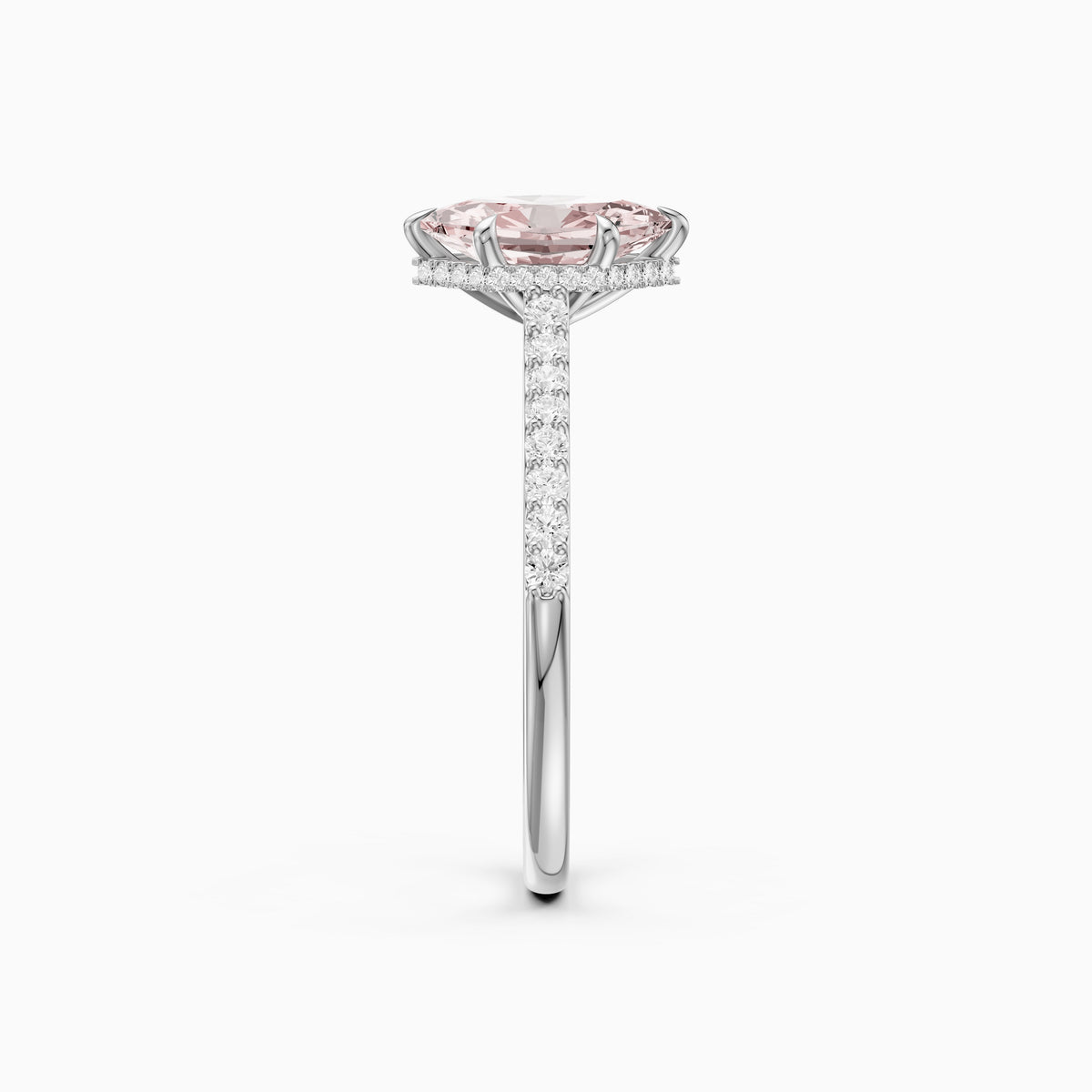 Alexa Pink Dutch Marquise Lab Grown Diamond Hidden Halo French Pave Ring