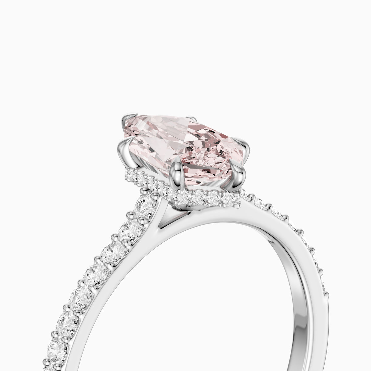 Alexa Pink Dutch Marquise Lab Grown Diamond Hidden Halo French Pave Ring