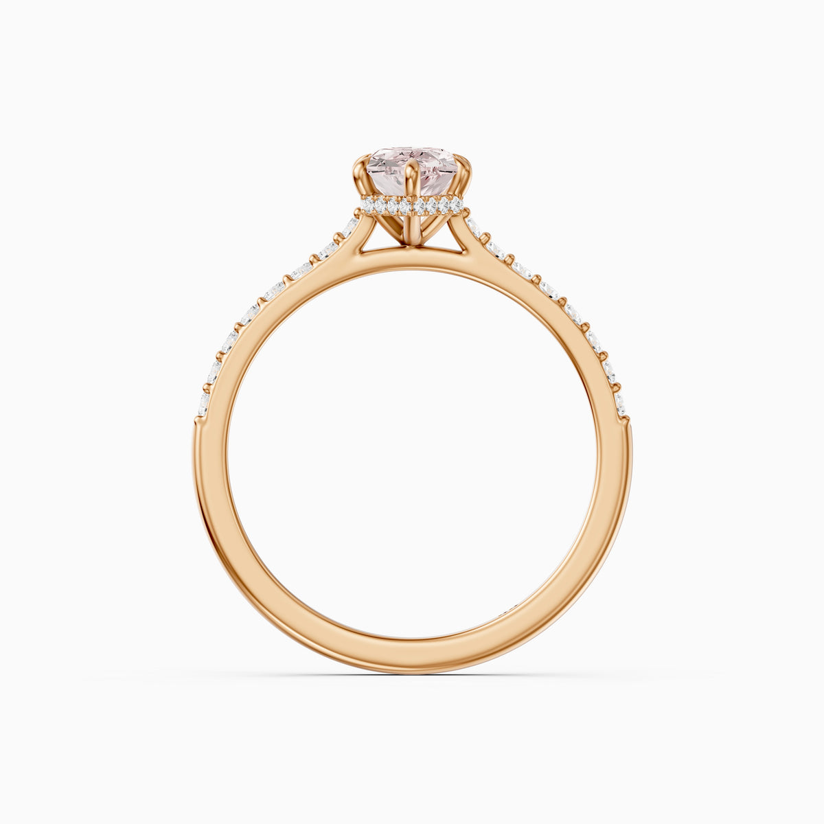 Alexa Pink Dutch Marquise Lab Grown Diamond Hidden Halo French Pave Ring