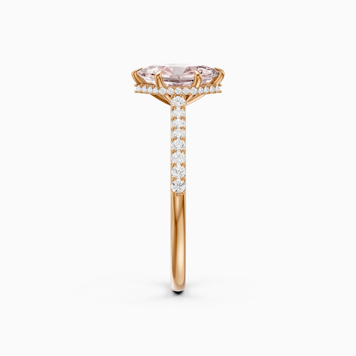 Alexa Pink Dutch Marquise Lab Grown Diamond Hidden Halo French Pave Ring