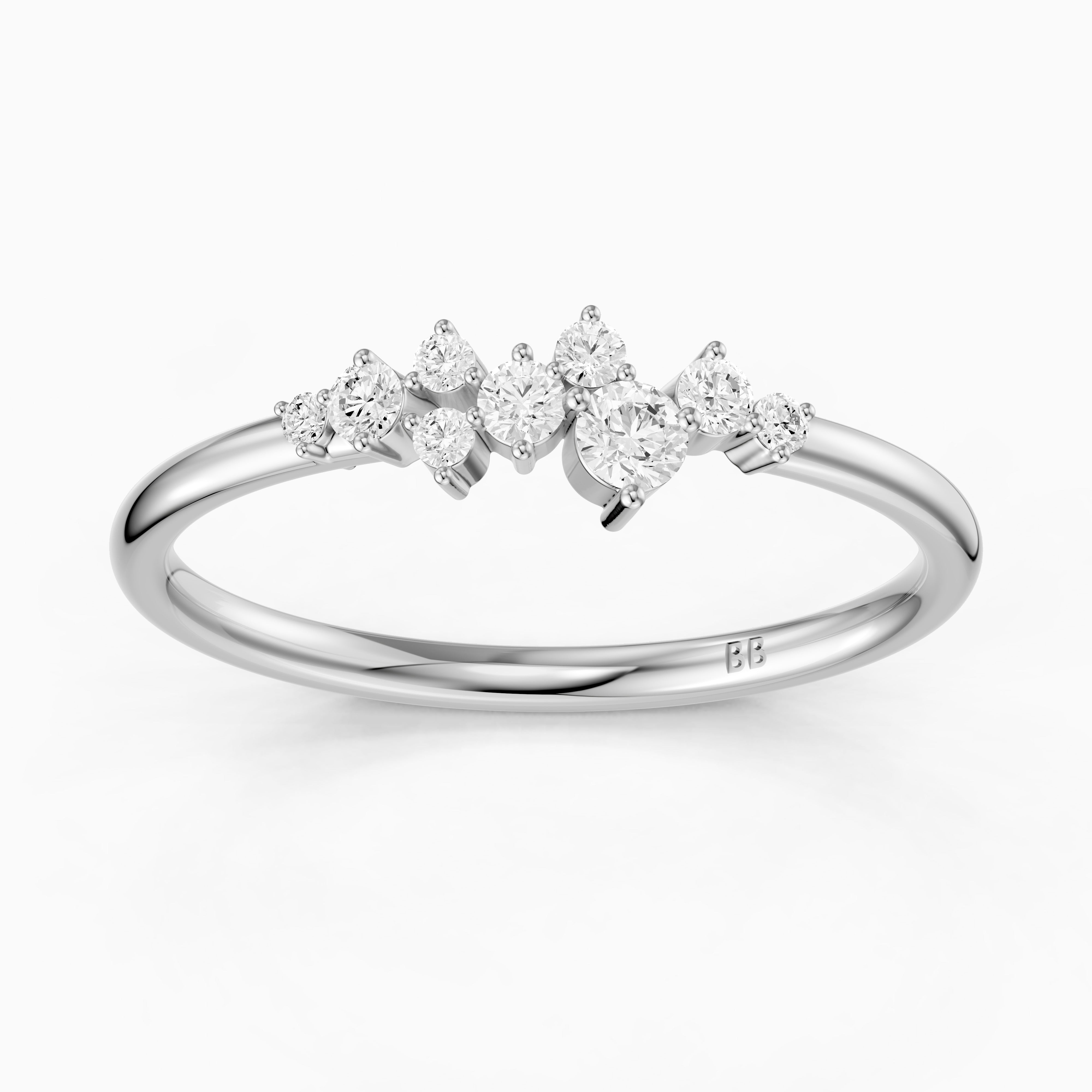 Rihanna Round Shape Cluster Lab Grown Diamond Wedding Band