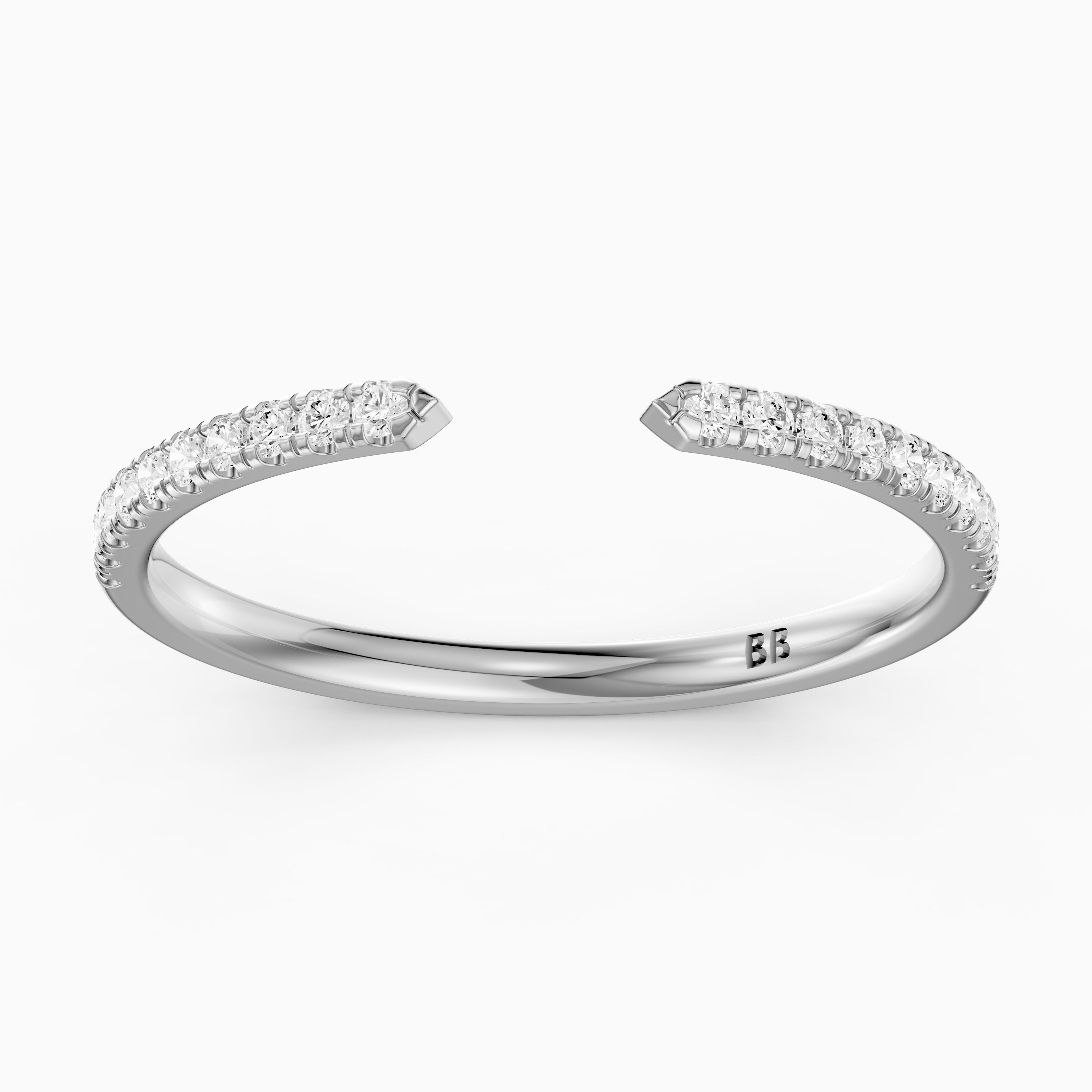 Beyonce Open Cuff Lab Grown Diamond Wedding Band