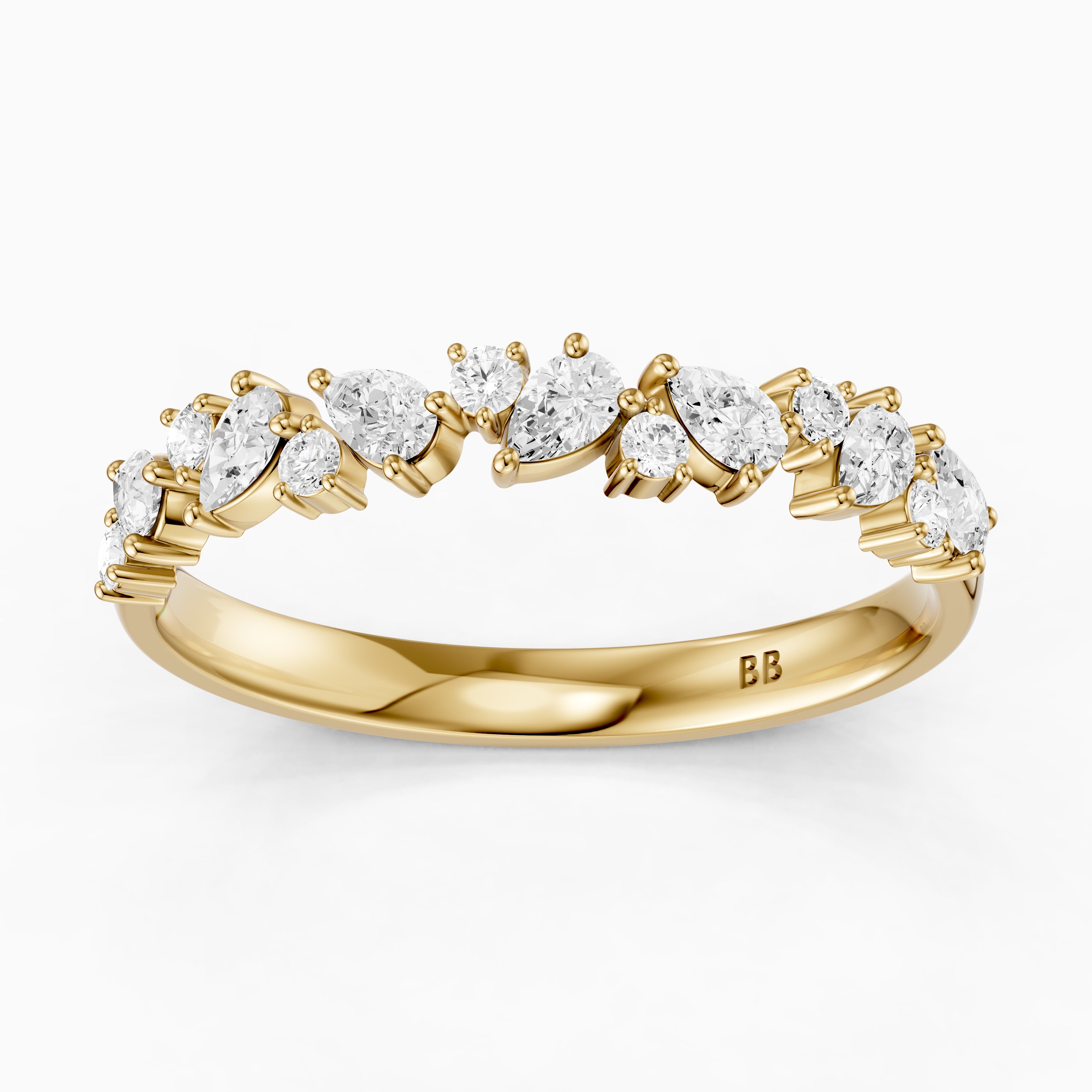 Gigi Pear and Round Cut Lab Grown Diamond Cluster Wedding Band