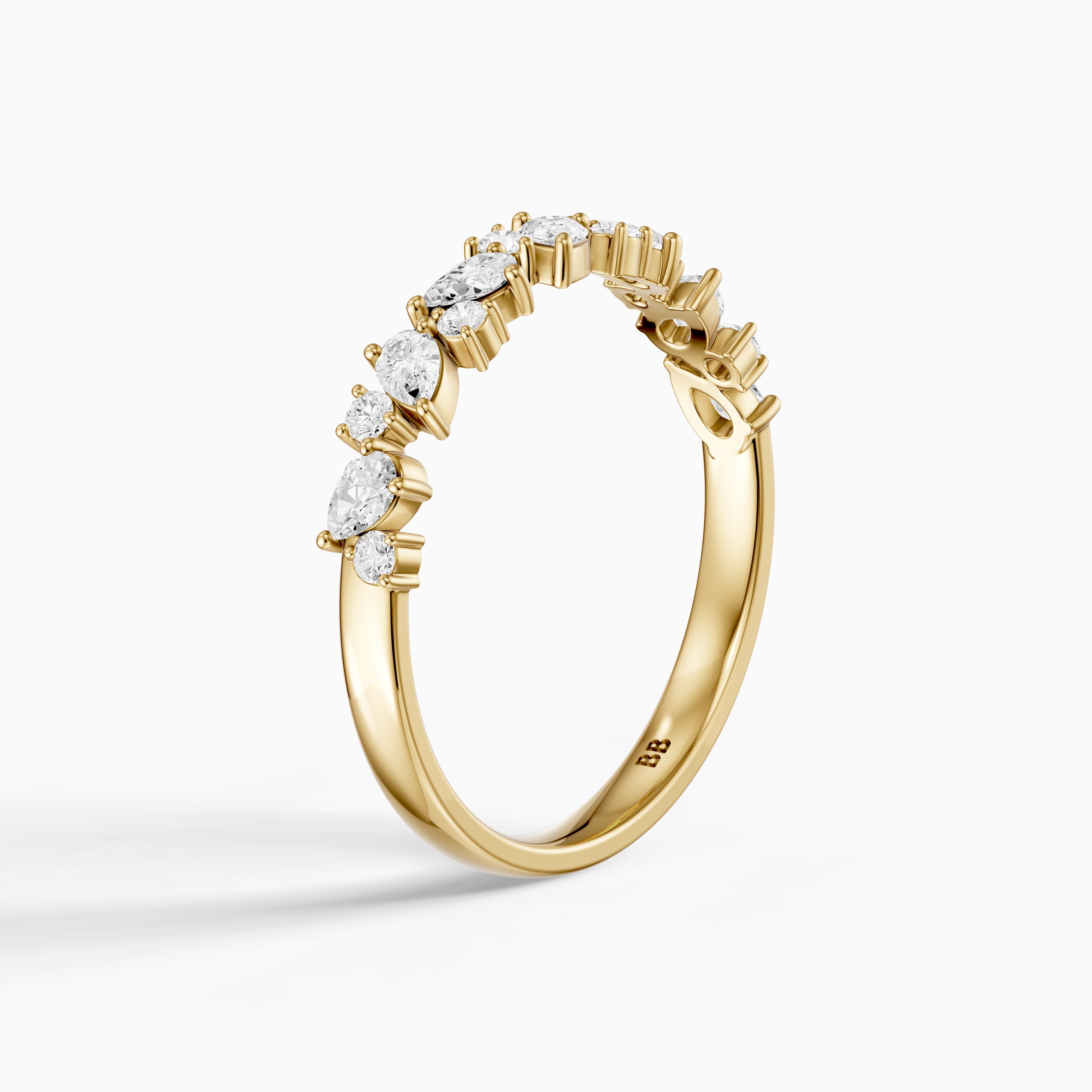 Gigi Pear and Round Cut Lab Grown Diamond Cluster Wedding Band