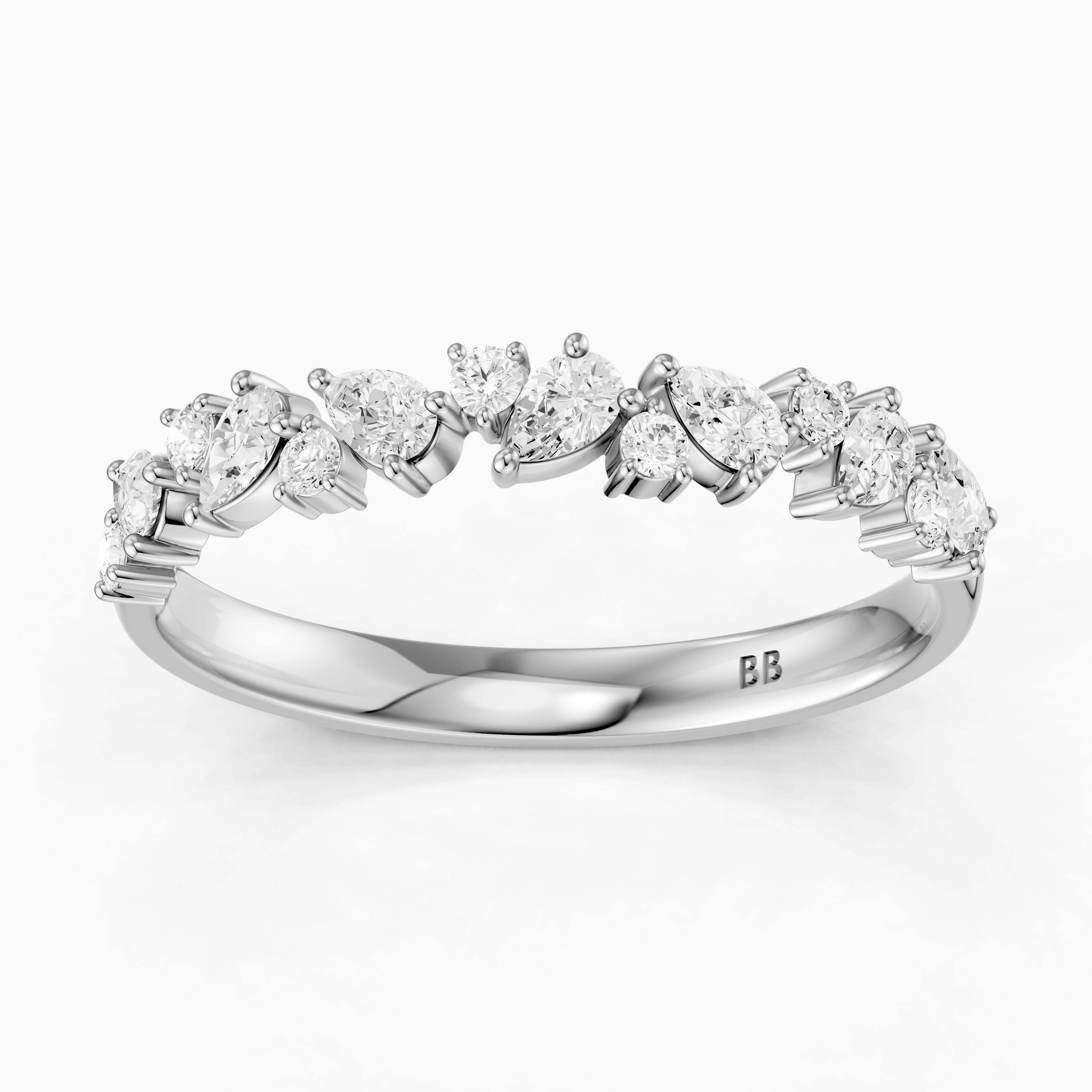 Gigi Pear and Round Cut Lab Grown Diamond Cluster Wedding Band