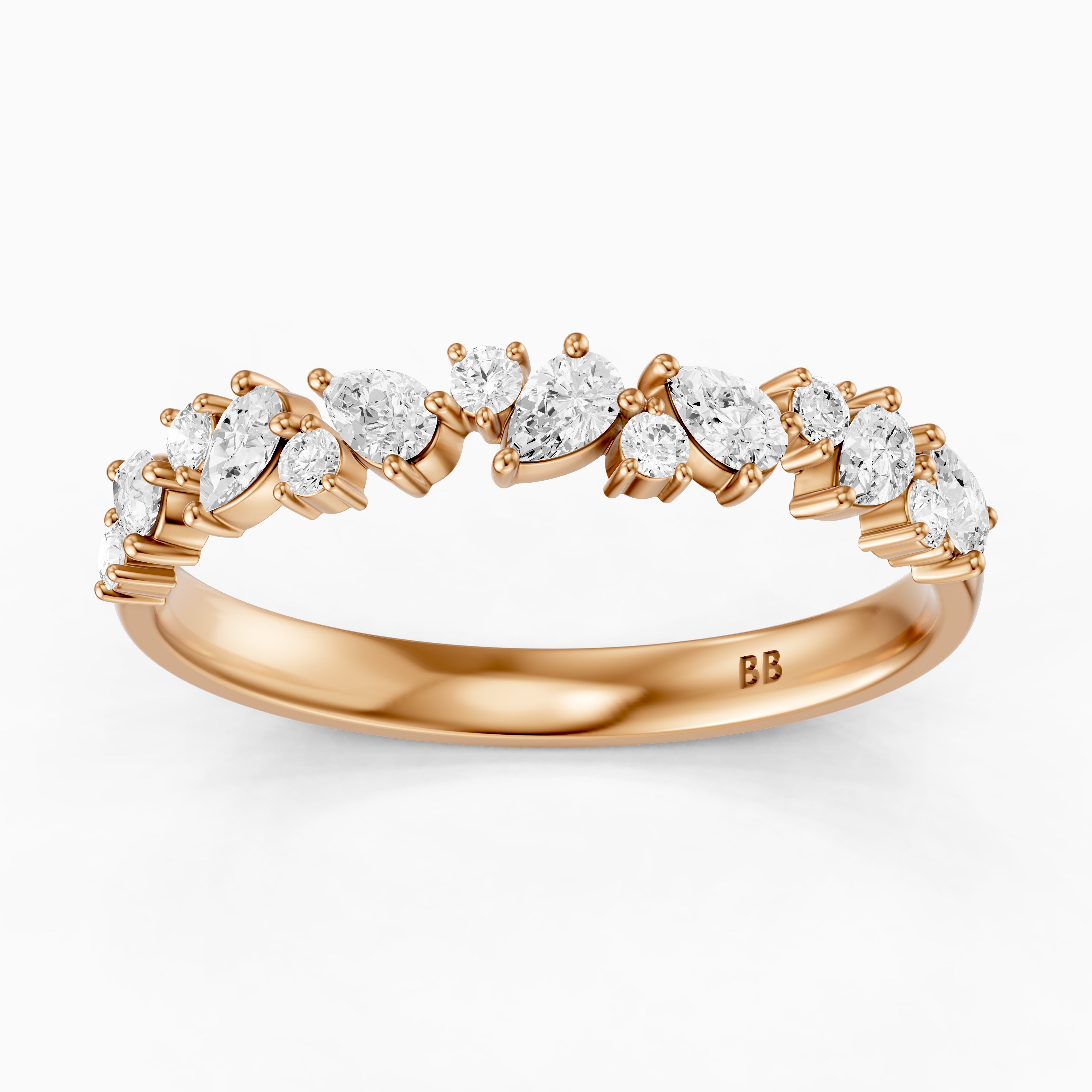 Gigi Pear and Round Cut Lab Grown Diamond Cluster Wedding Band