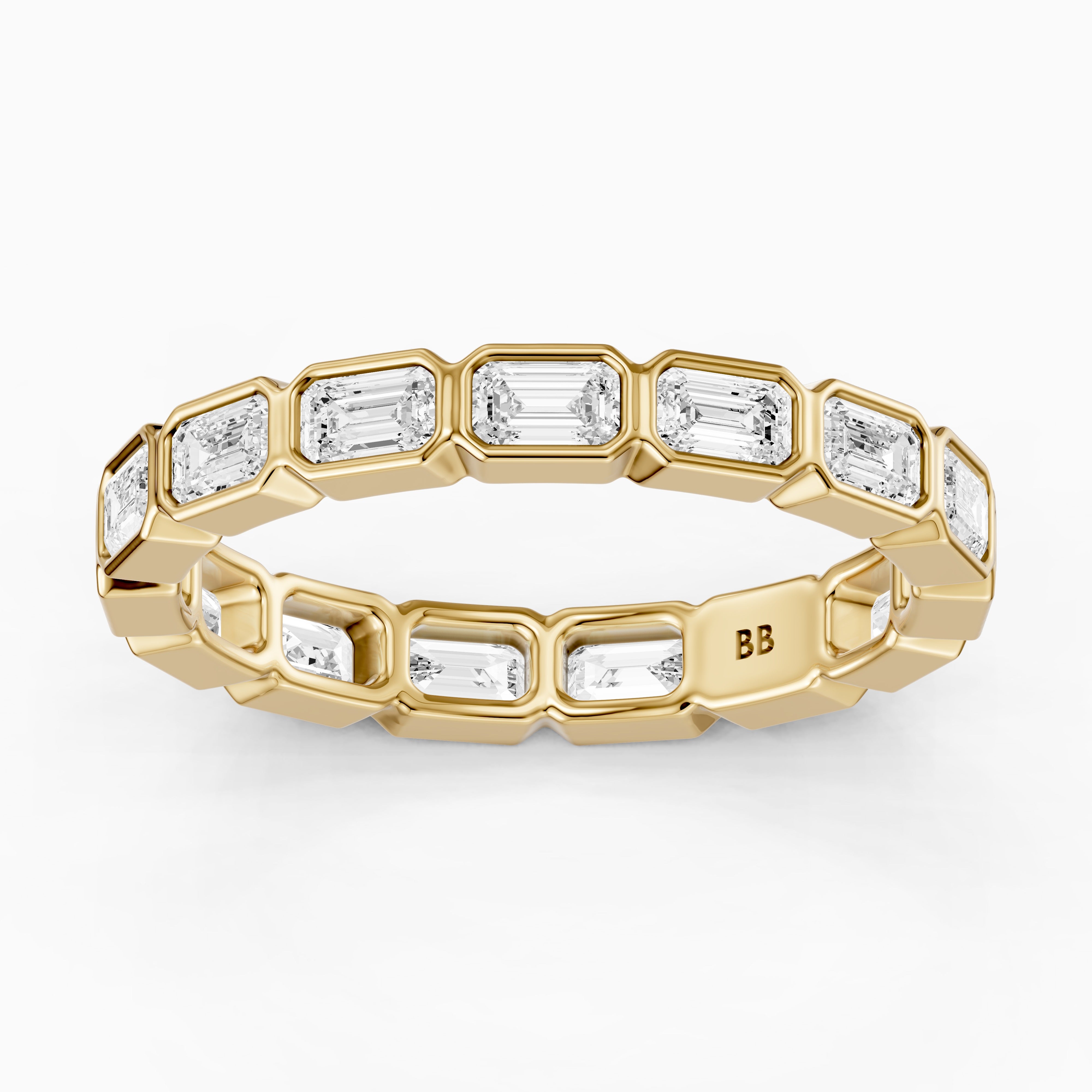 Billie Emerald Cut Bezel Set Lab Grown Diamond Eternity Wedding Band