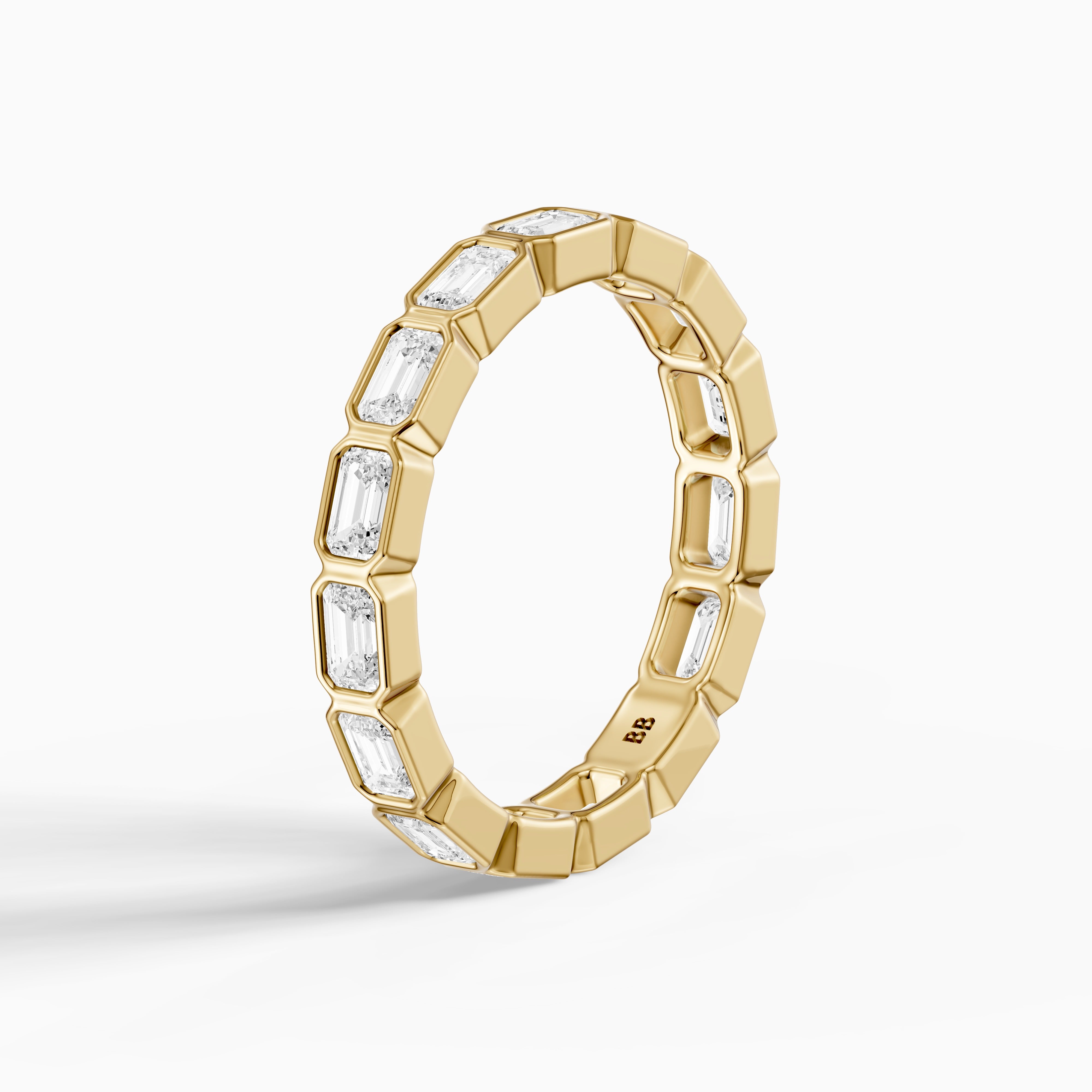 Billie Emerald Cut Bezel Set Lab Grown Diamond Eternity Wedding Band