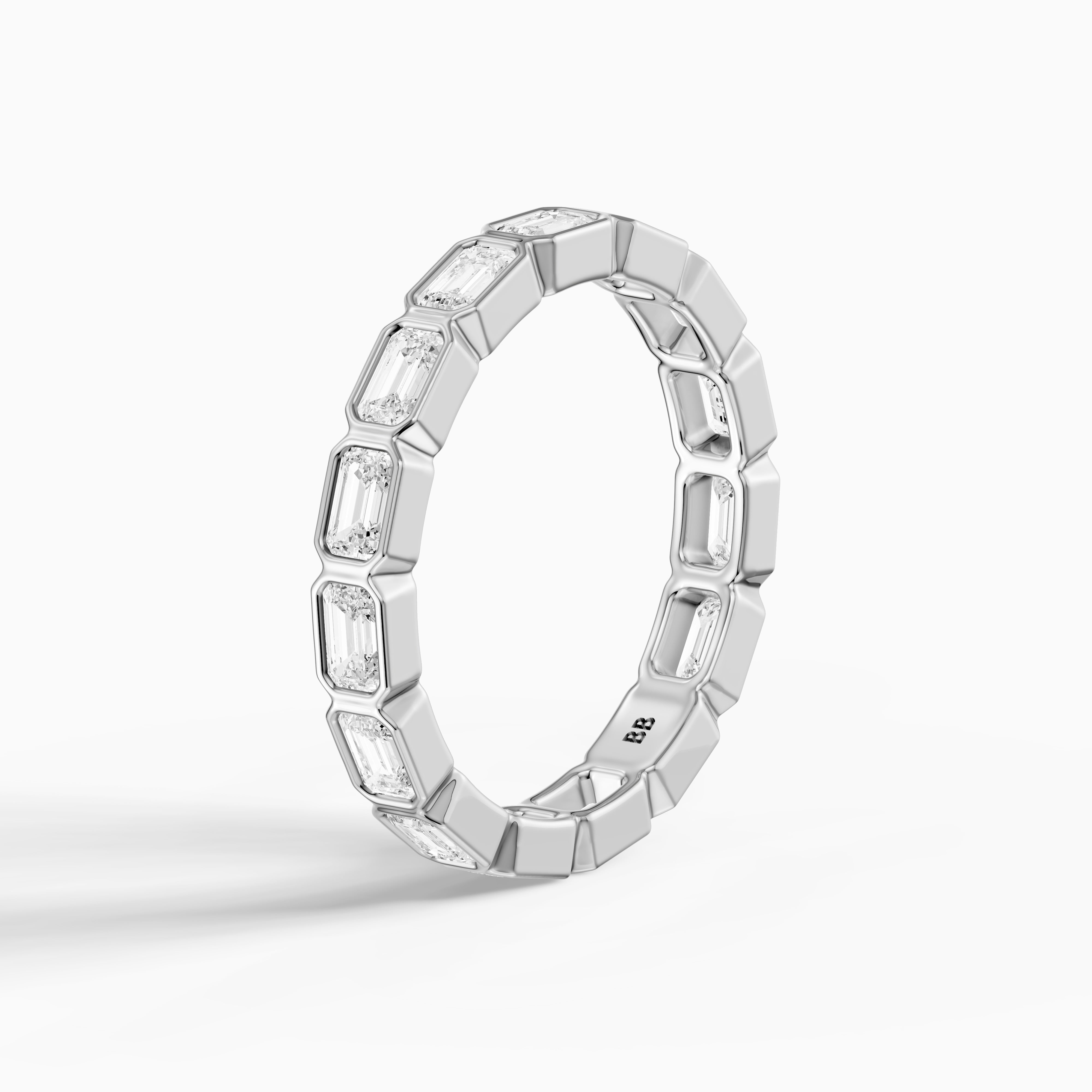 Billie Emerald Cut Bezel Set Lab Grown Diamond Eternity Wedding Band