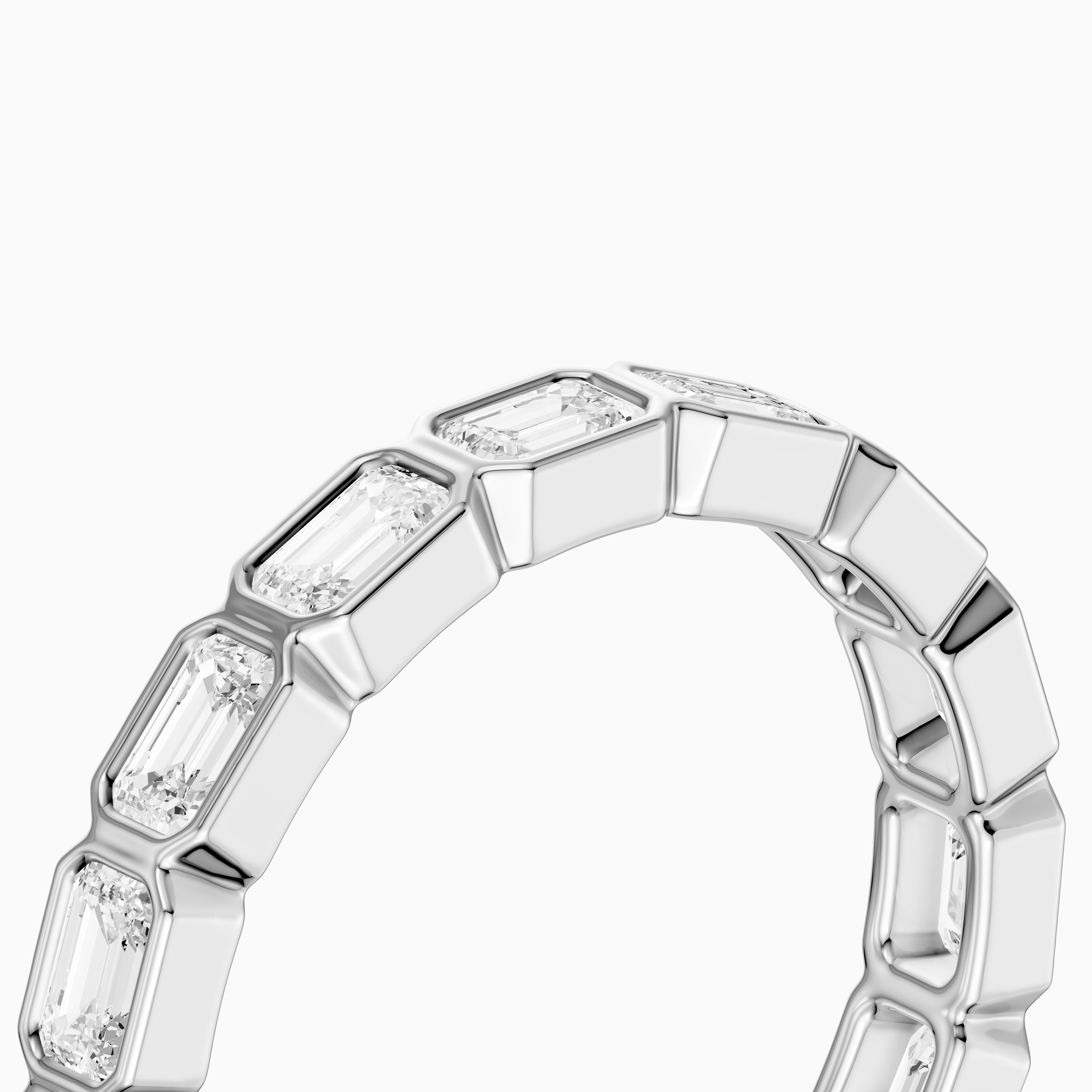 Billie Emerald Cut Bezel Set Lab Grown Diamond Eternity Wedding Band
