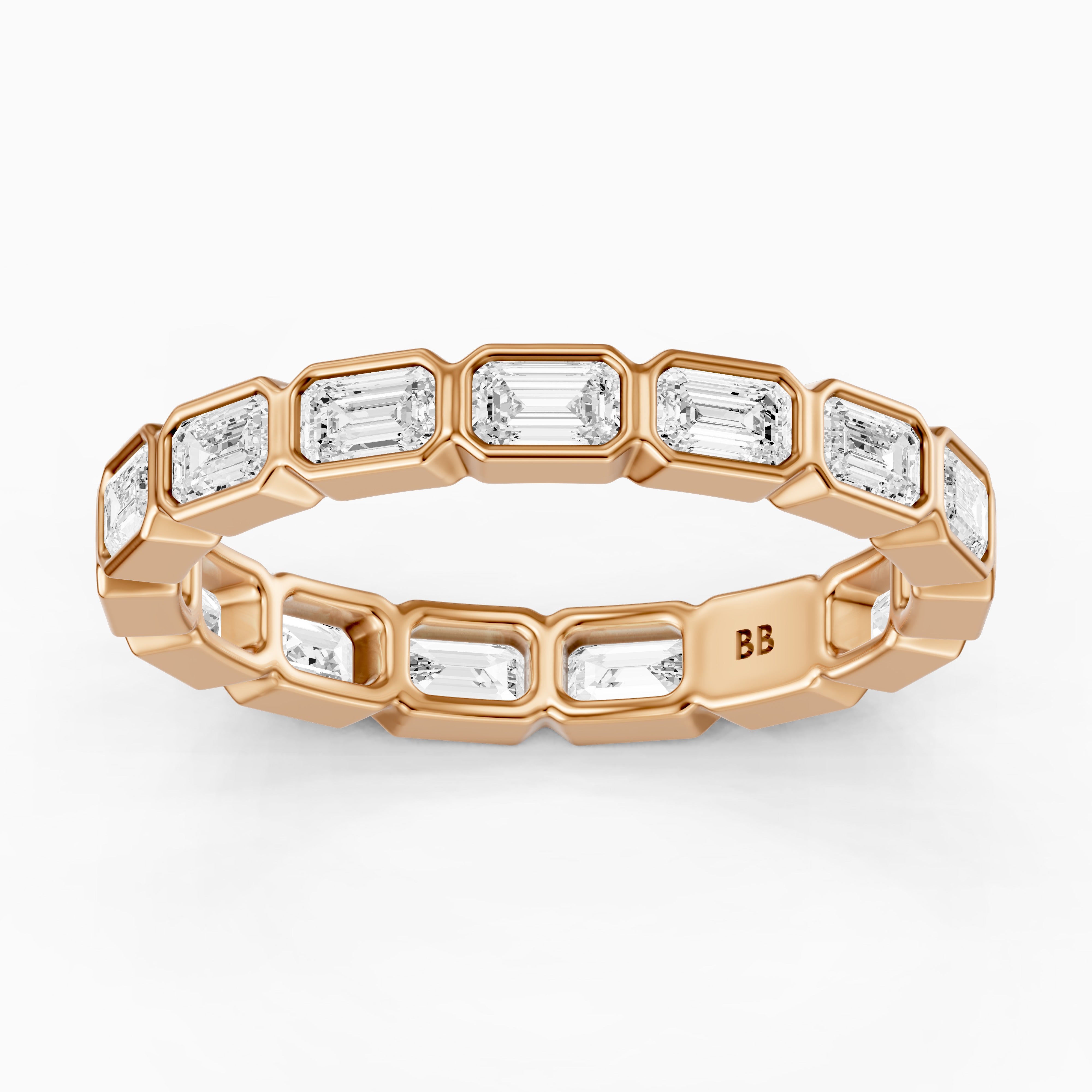 Billie Emerald Cut Bezel Set Lab Grown Diamond Eternity Wedding Band