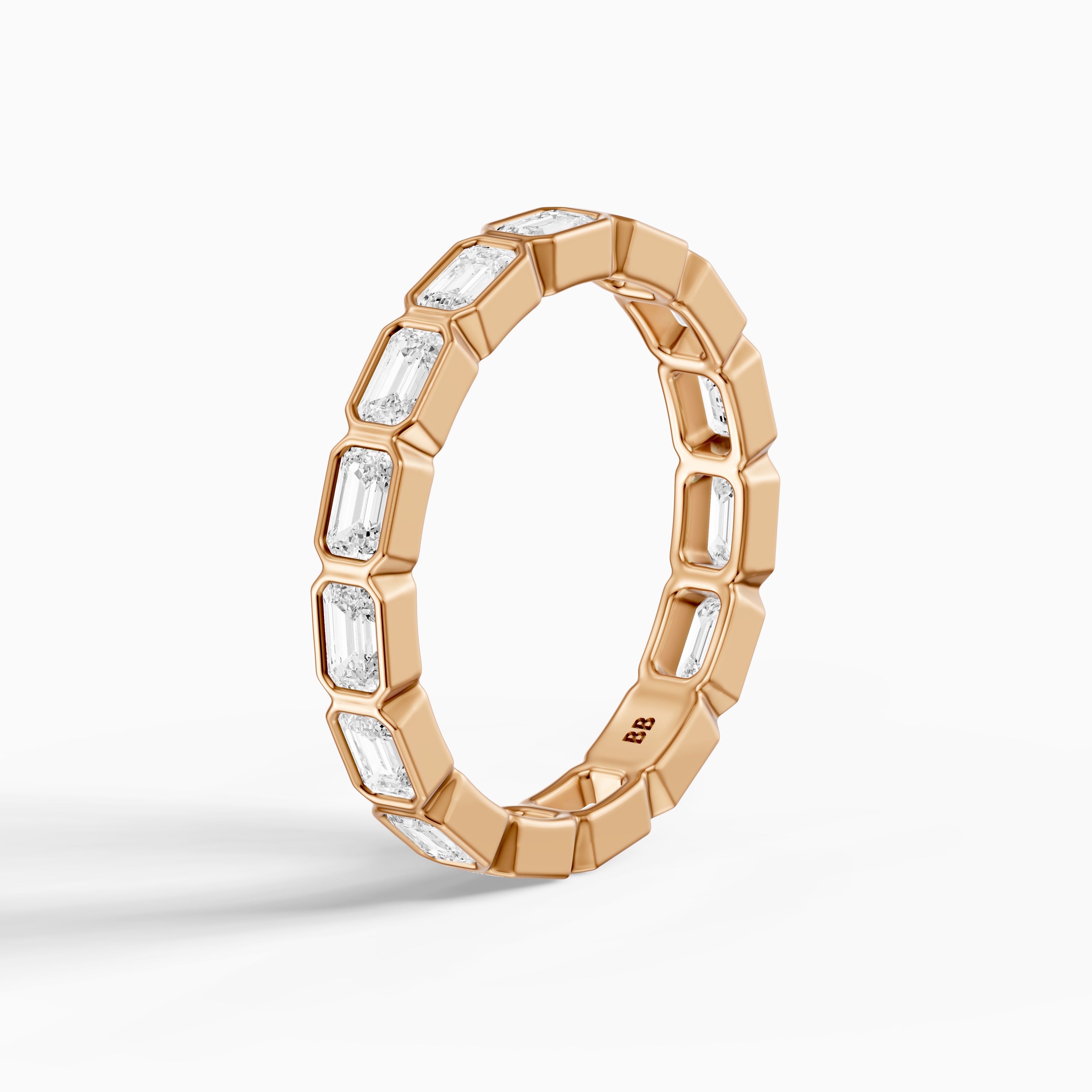 Billie Emerald Cut Bezel Set Lab Grown Diamond Eternity Wedding Band