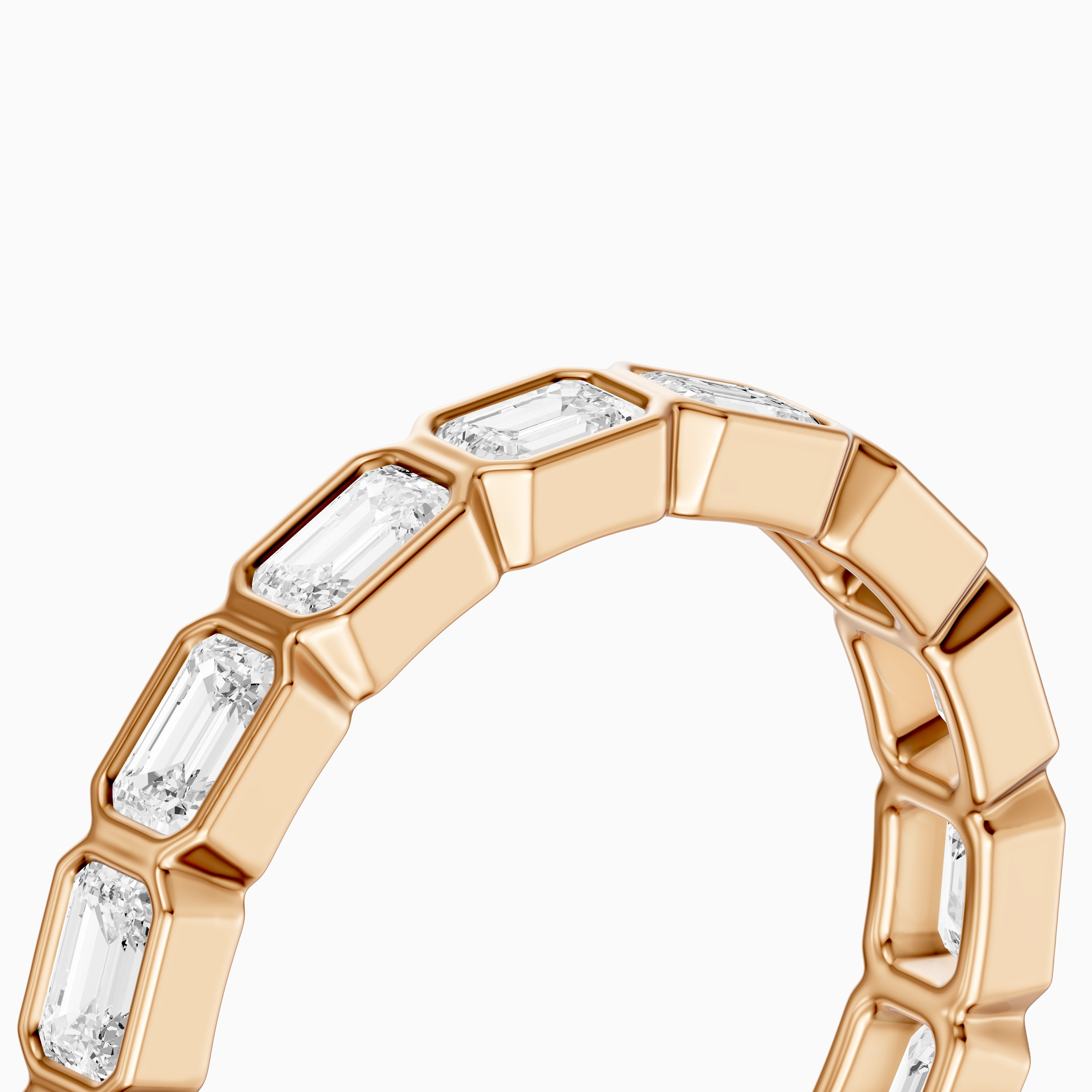 Billie Emerald Cut Bezel Set Lab Grown Diamond Eternity Wedding Band