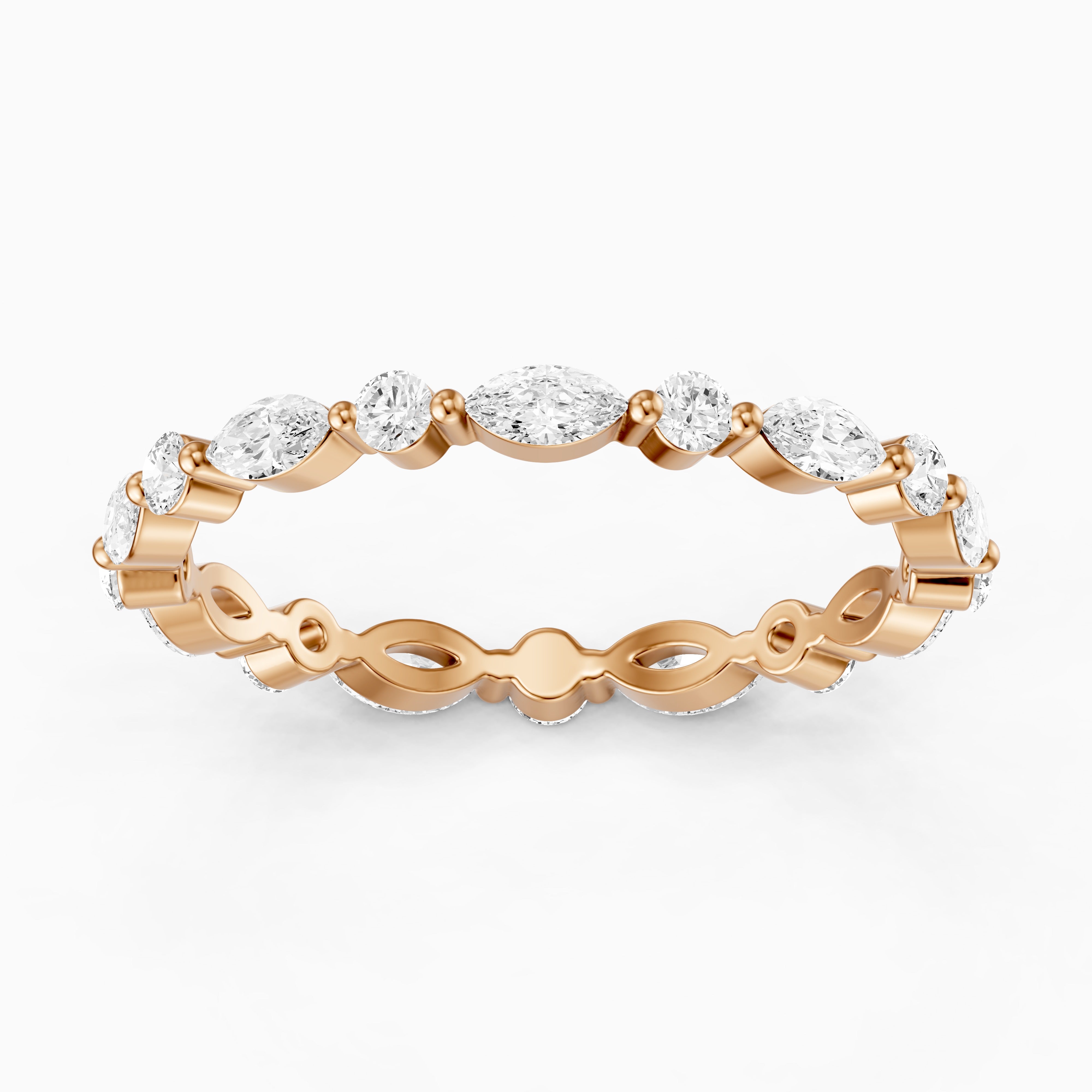 Dua Round and Marquise Lab Grown Diamond Stackable Eternity Band