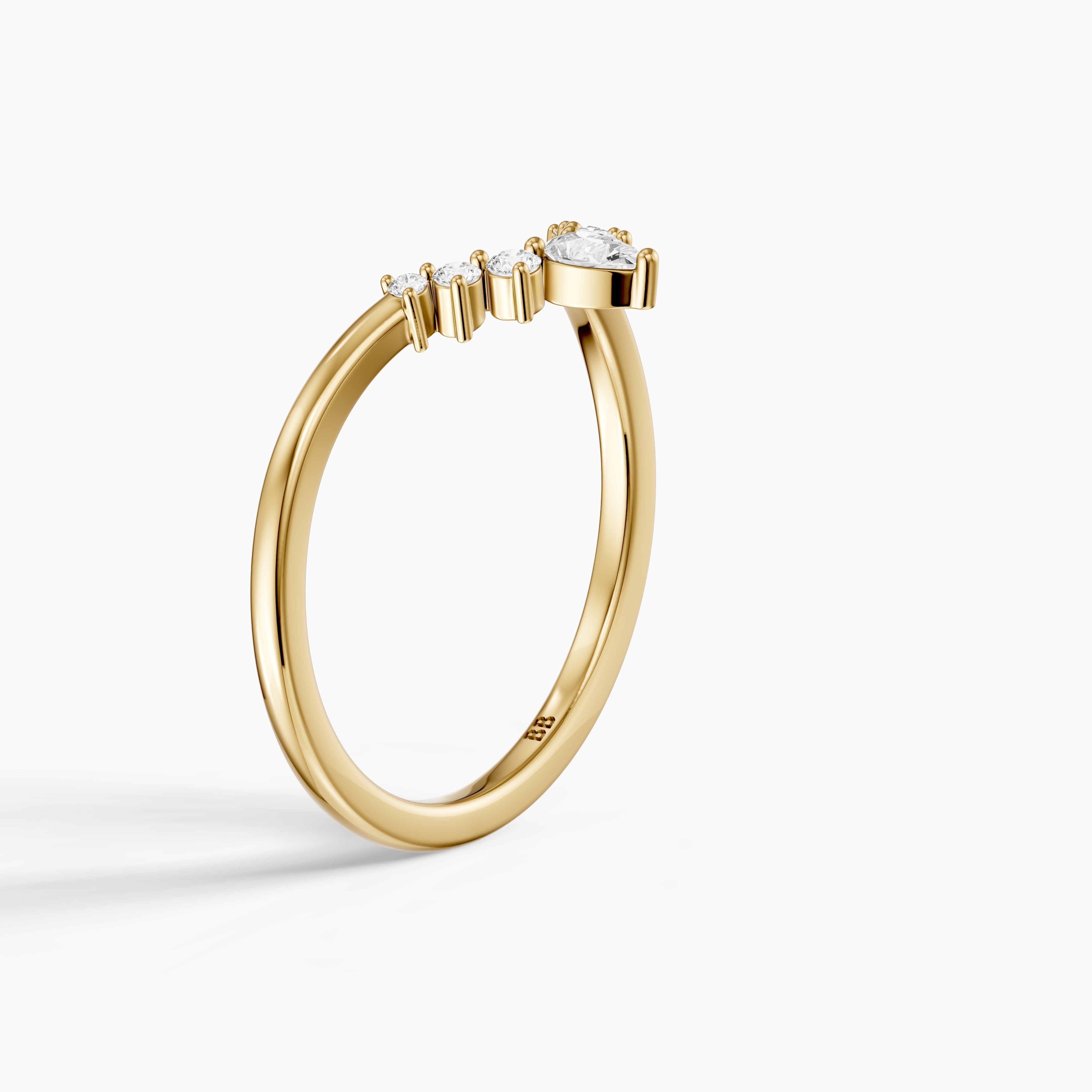Cardi Curved V Shape Pear and Round Lab Grown Diamond Band
