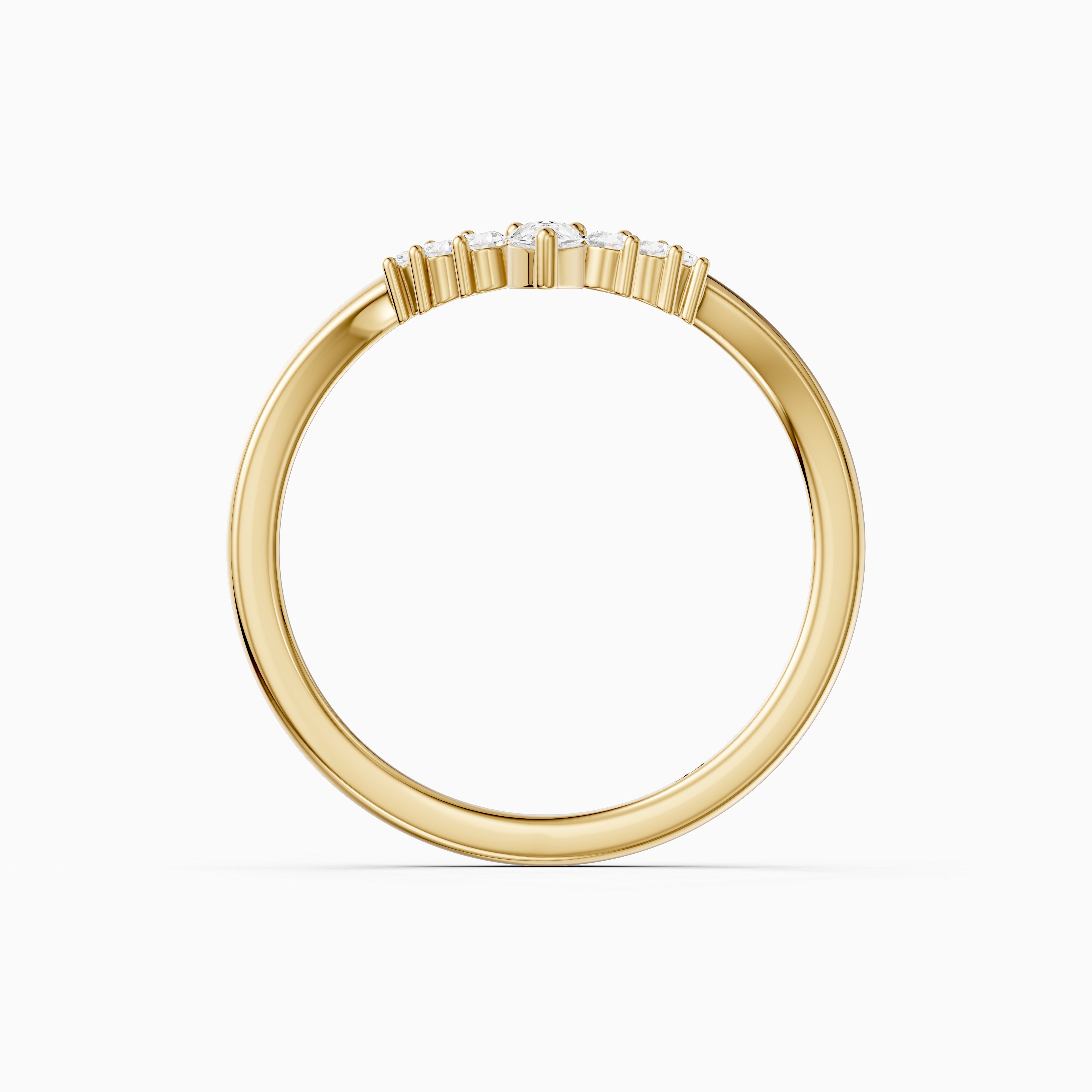 Cardi Curved V Shape Pear and Round Lab Grown Diamond Band