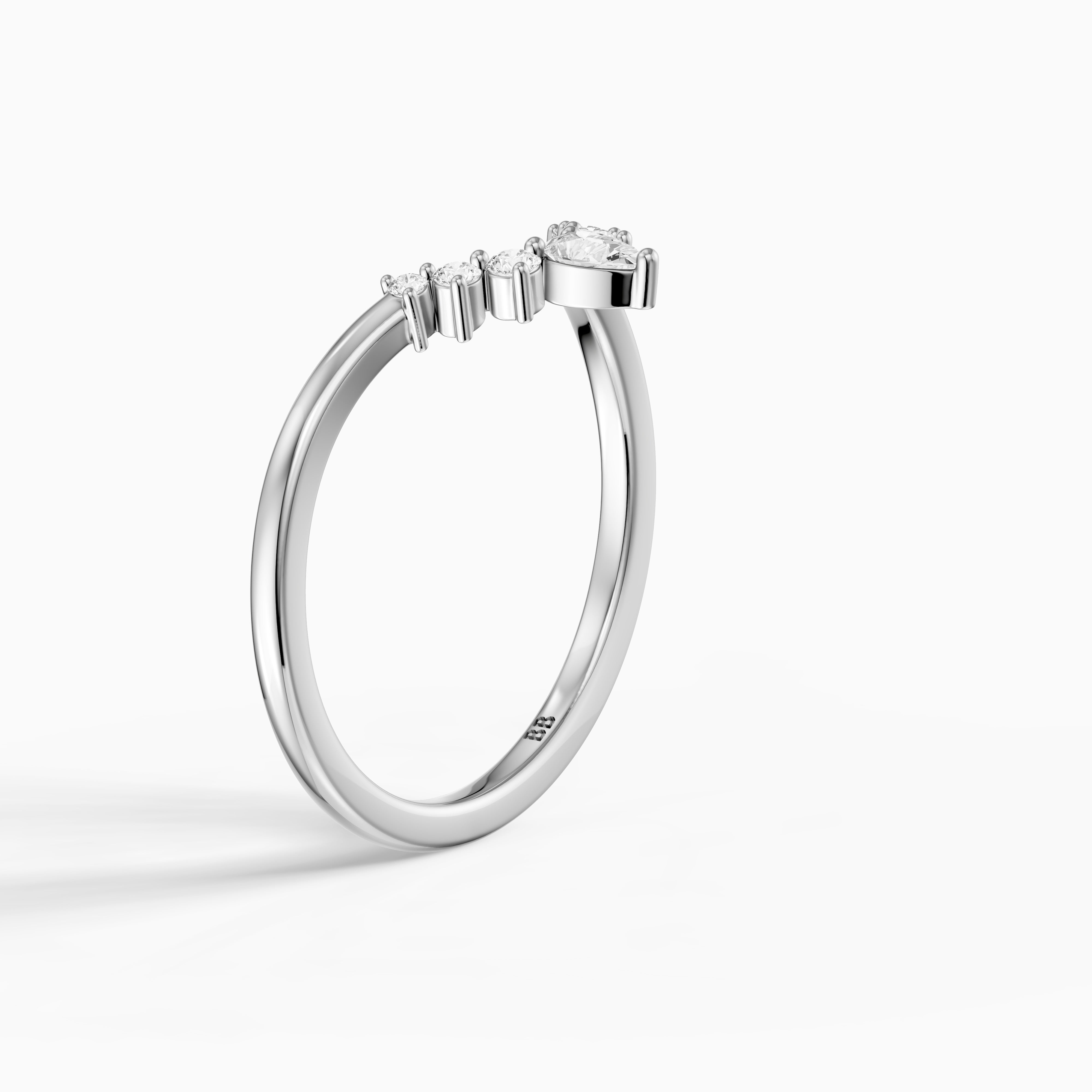 Cardi Curved V Shape Pear and Round Lab Grown Diamond Band